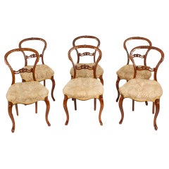 Antique Set of 6 Victorian Walnut Cabriole Dining Chairs 19th Century