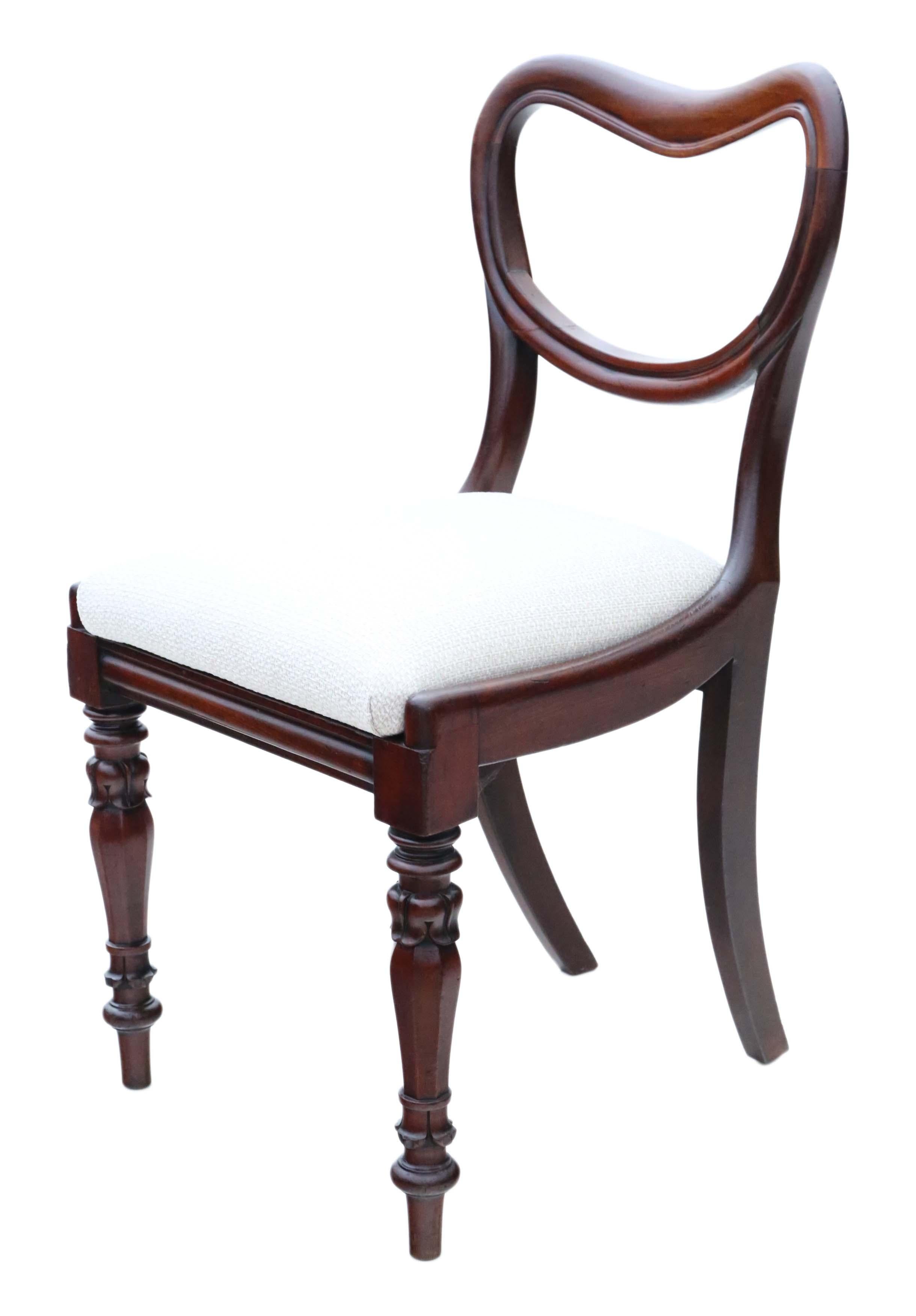 Mid-19th Century Antique Set of 6 William IV Mahogany Balloon Back Dining Chairs, circa 1835