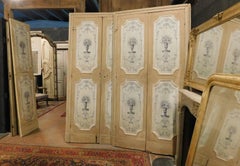 Antique Set of 6 Double Laquered Doors Painted Cups Also on the Back, 1700 Italy