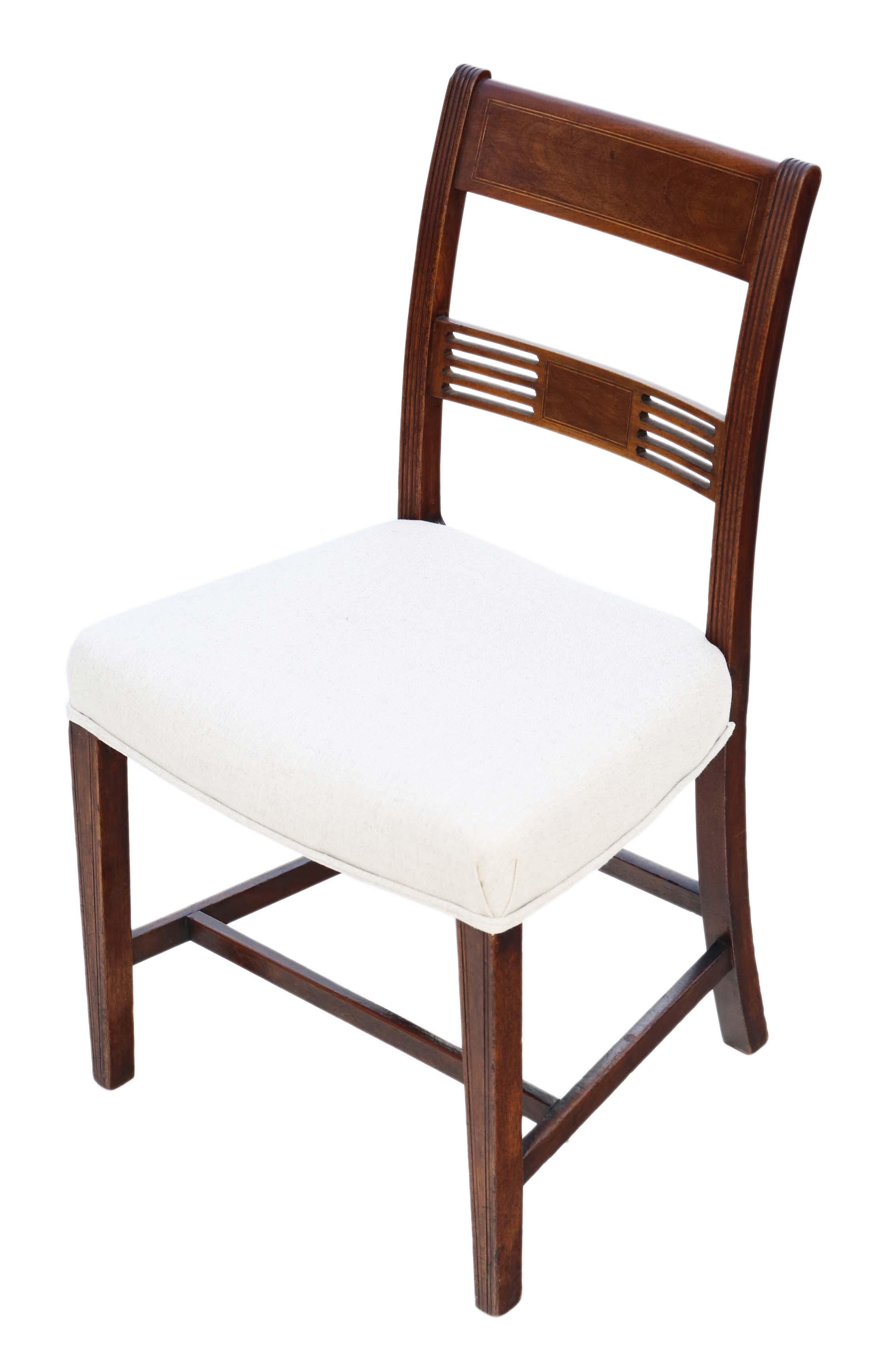 Antique Set of 8 '6+2' Georgian circa 1820 Inlaid Mahogany Dining Chairs 6