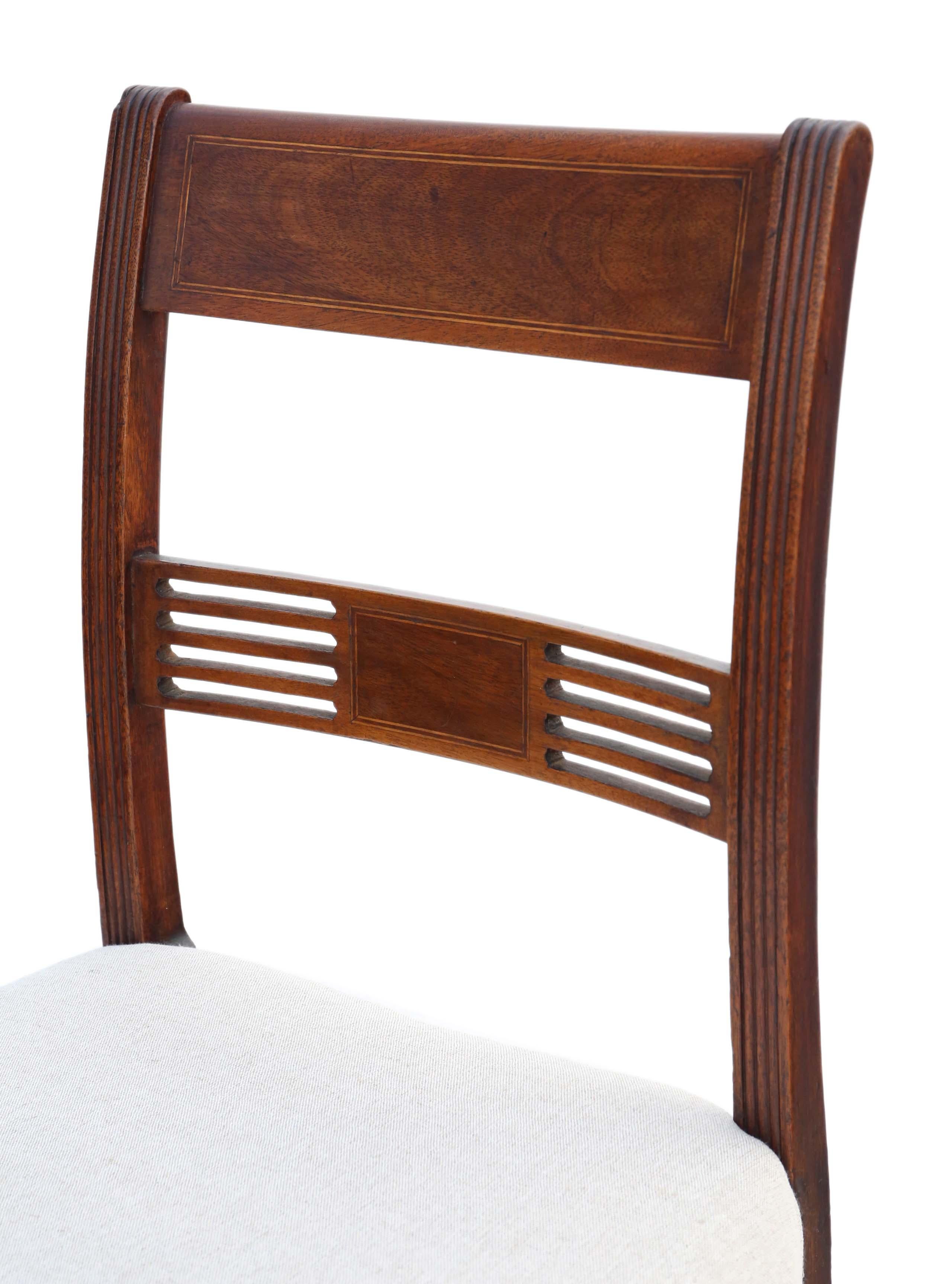 Antique Set of 8 '6+2' Georgian circa 1820 Inlaid Mahogany Dining Chairs 8