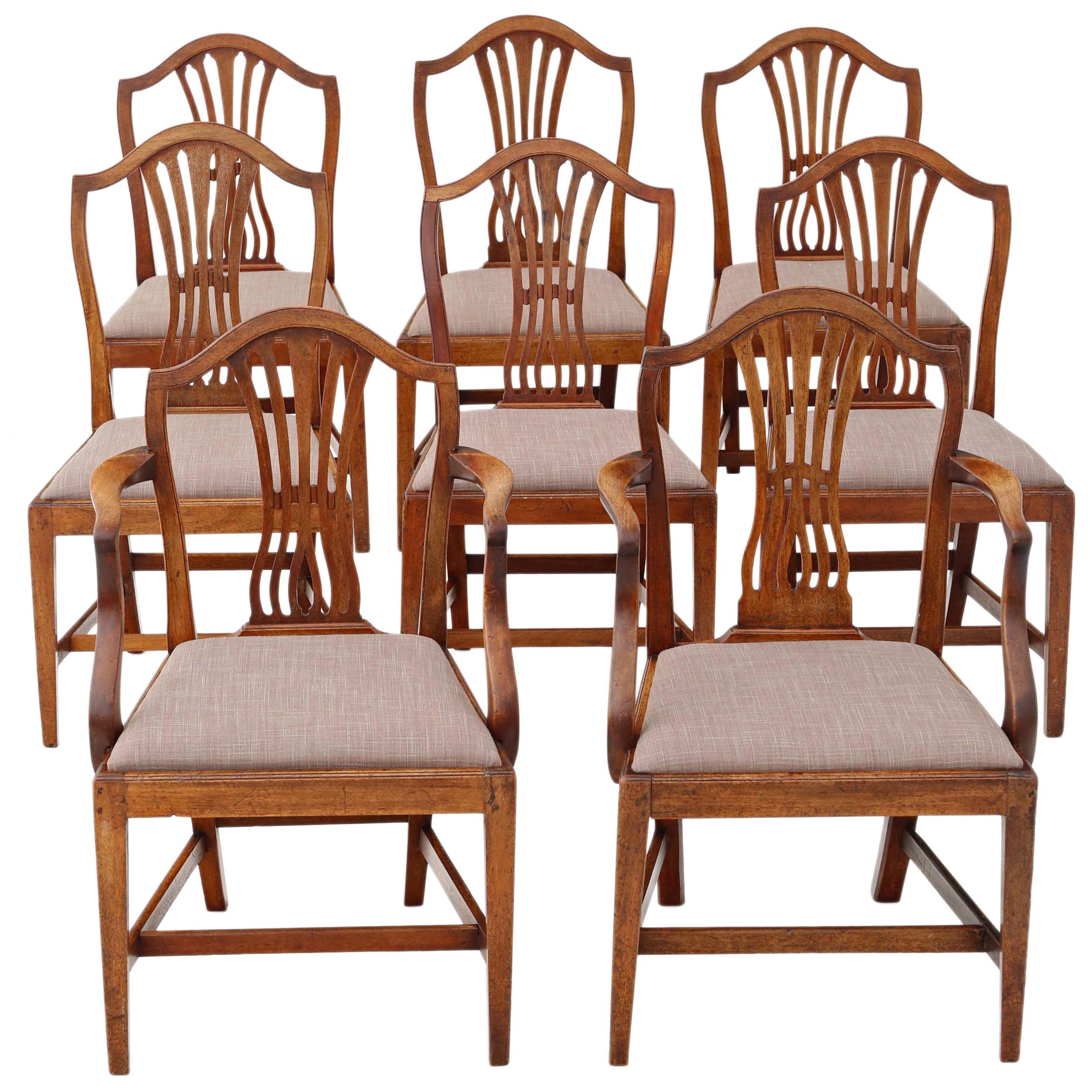 Antique Set of 8 '6+2' Georgian Mahogany Dining Chairs, circa 1800