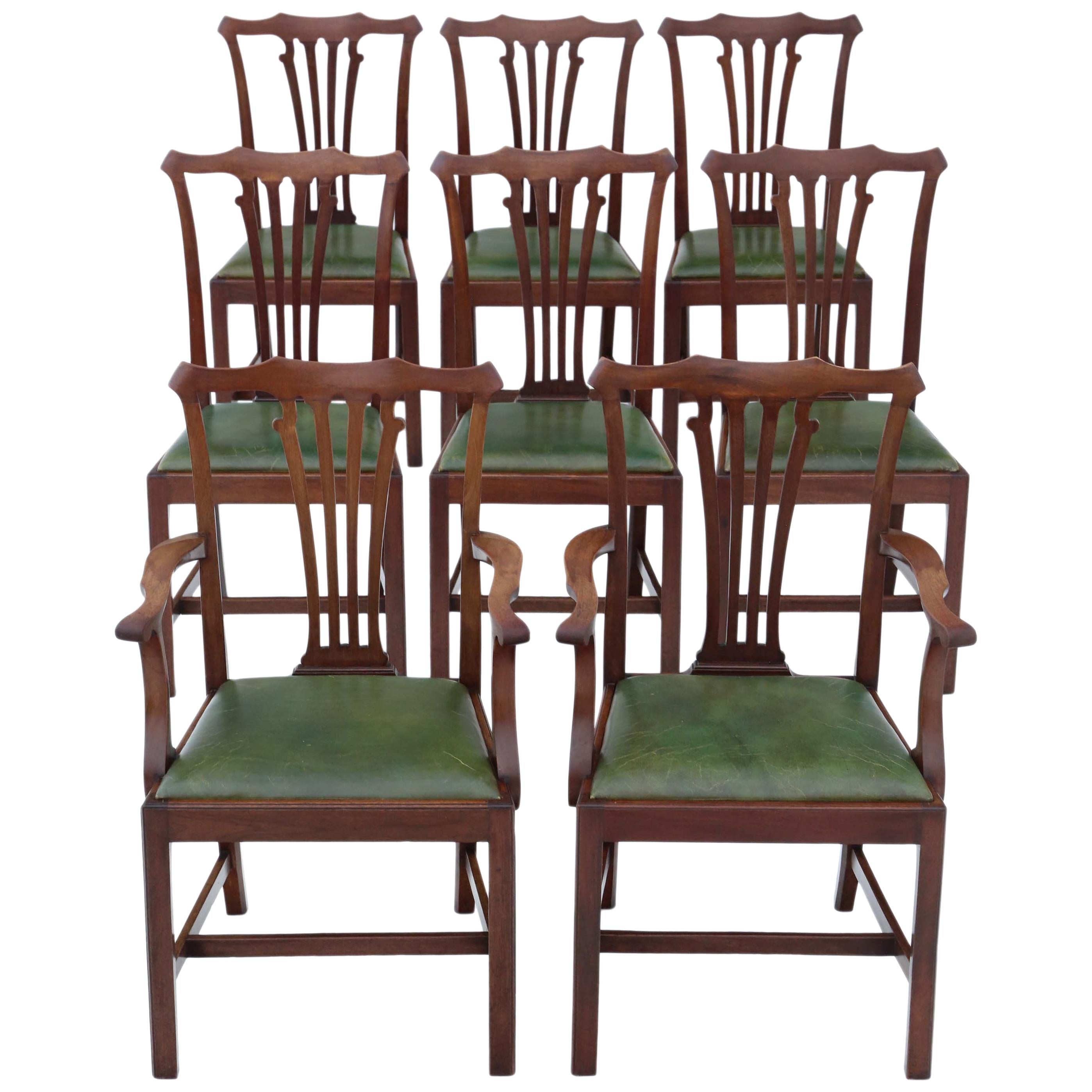 Antique Set of 8 Mahogany Dining Chairs, Mid-19th Century