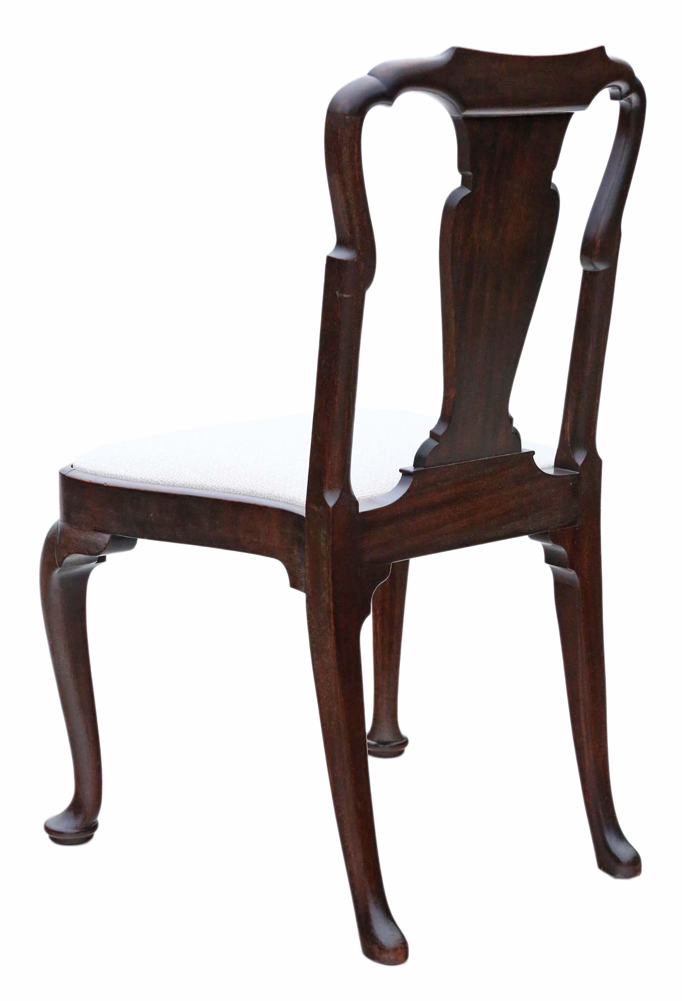 Antique Set of 8 '6+2' Mahogany Dining Chairs Queen Anne Revival 6