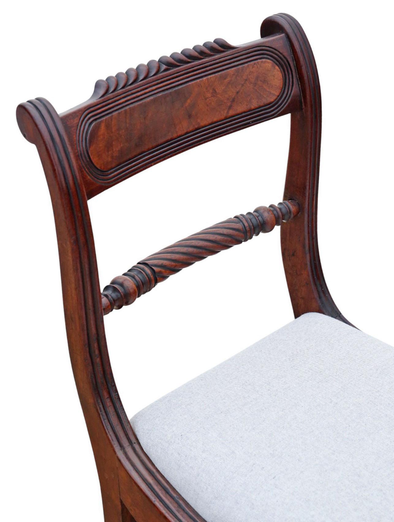 Ensemble antique de 8 (7 +1)  Chaises de salle à manger et de sculpteur en acajou de style Régence du 19e siècle Bon état - En vente à Wisbech, Cambridgeshire