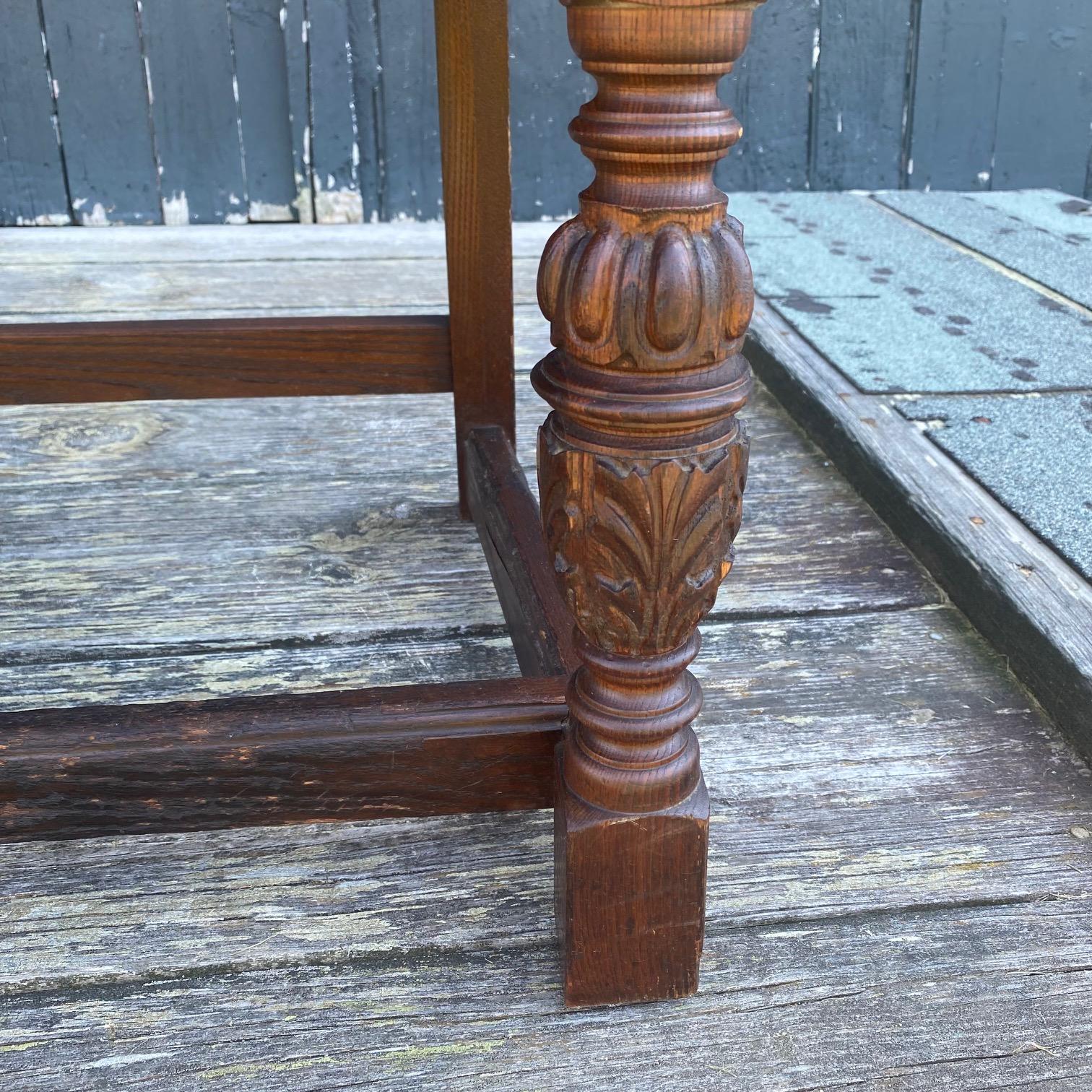 Antique Set of 8 British Jacobean Style Carved Oak Dining Chairs 9