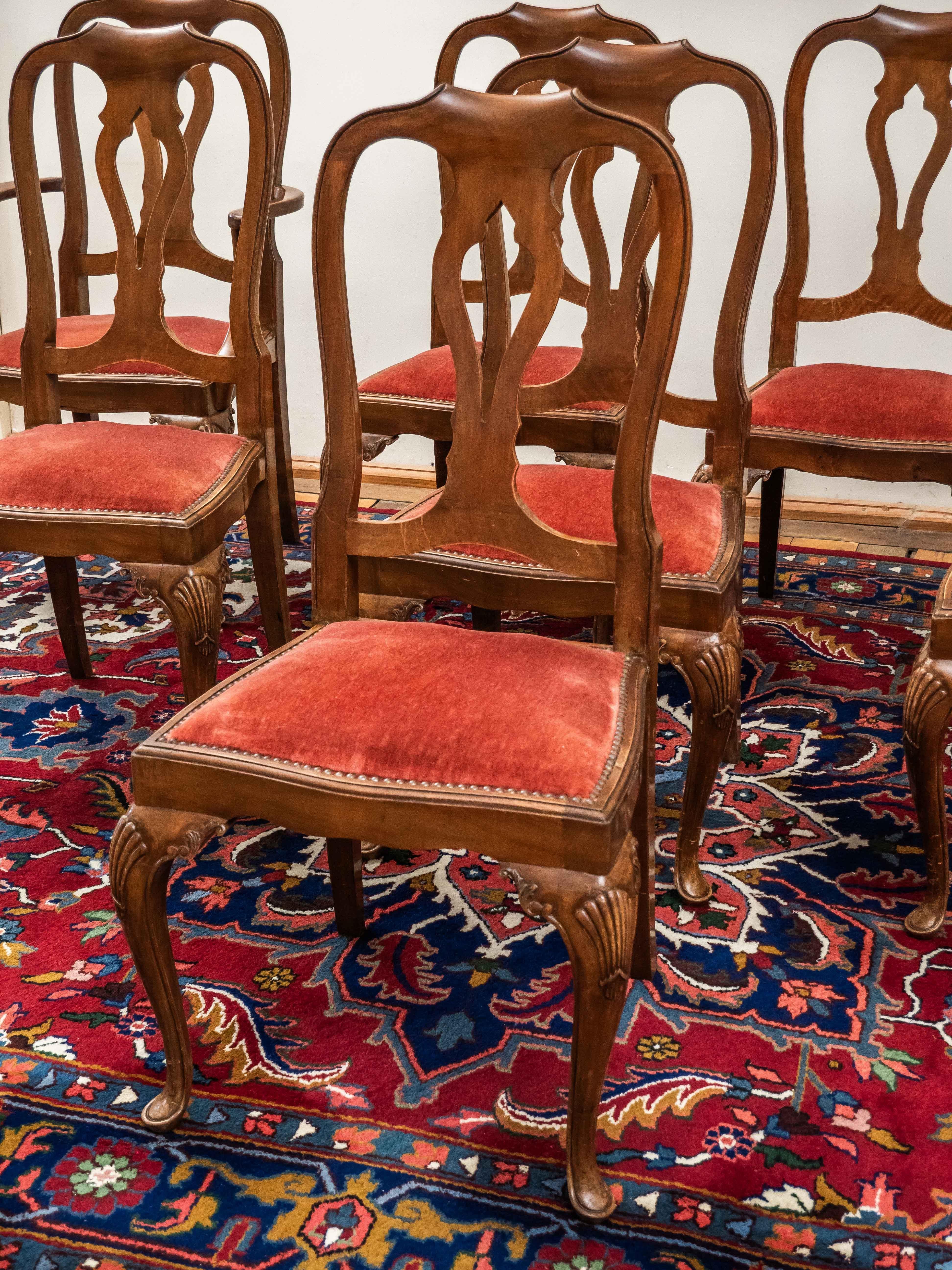 Hand-Carved Antique set of 8 Chippendale chairs by A. Meyssignac, Paris For Sale