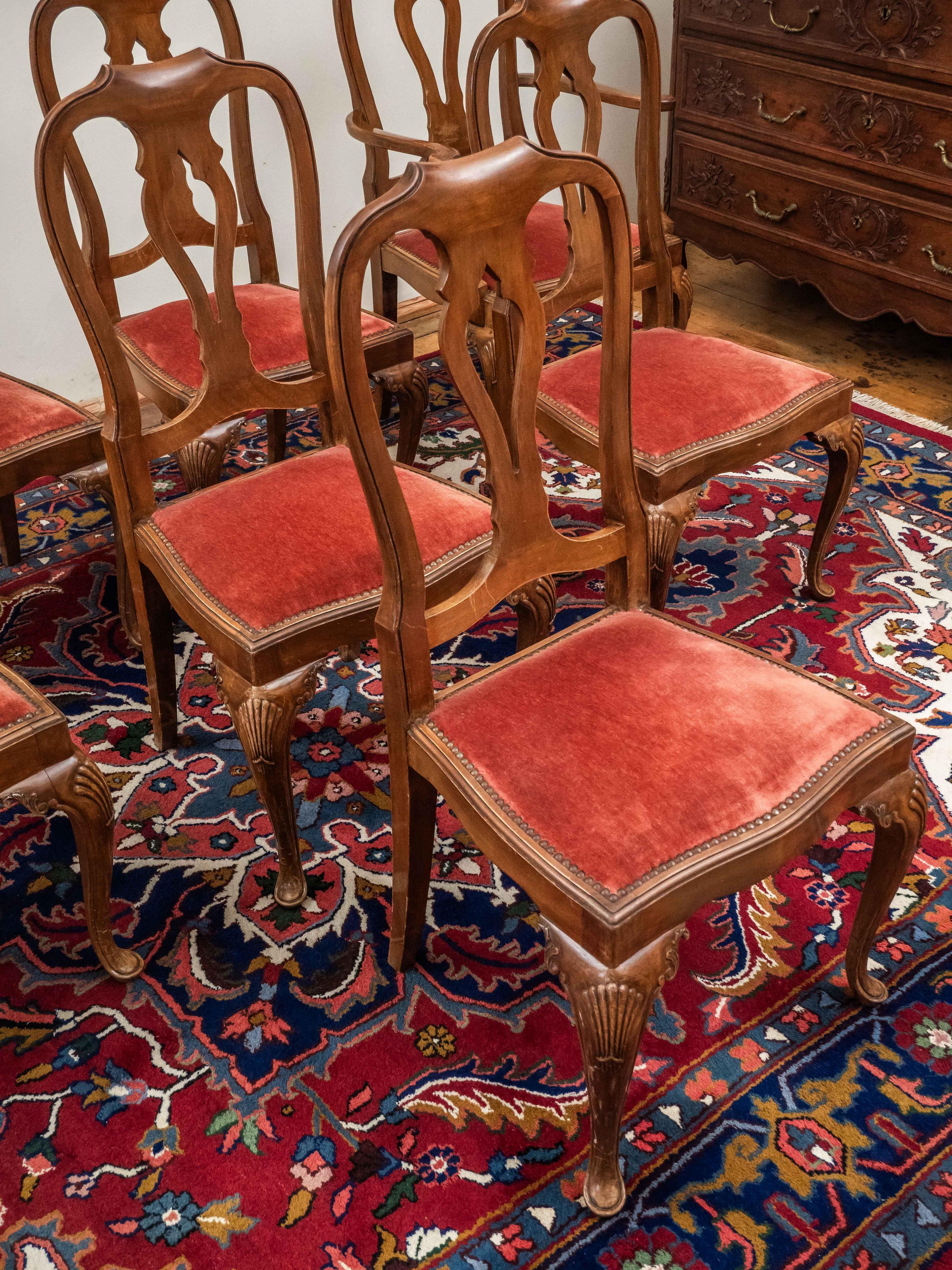 Wood Antique set of 8 Chippendale chairs by A. Meyssignac, Paris For Sale