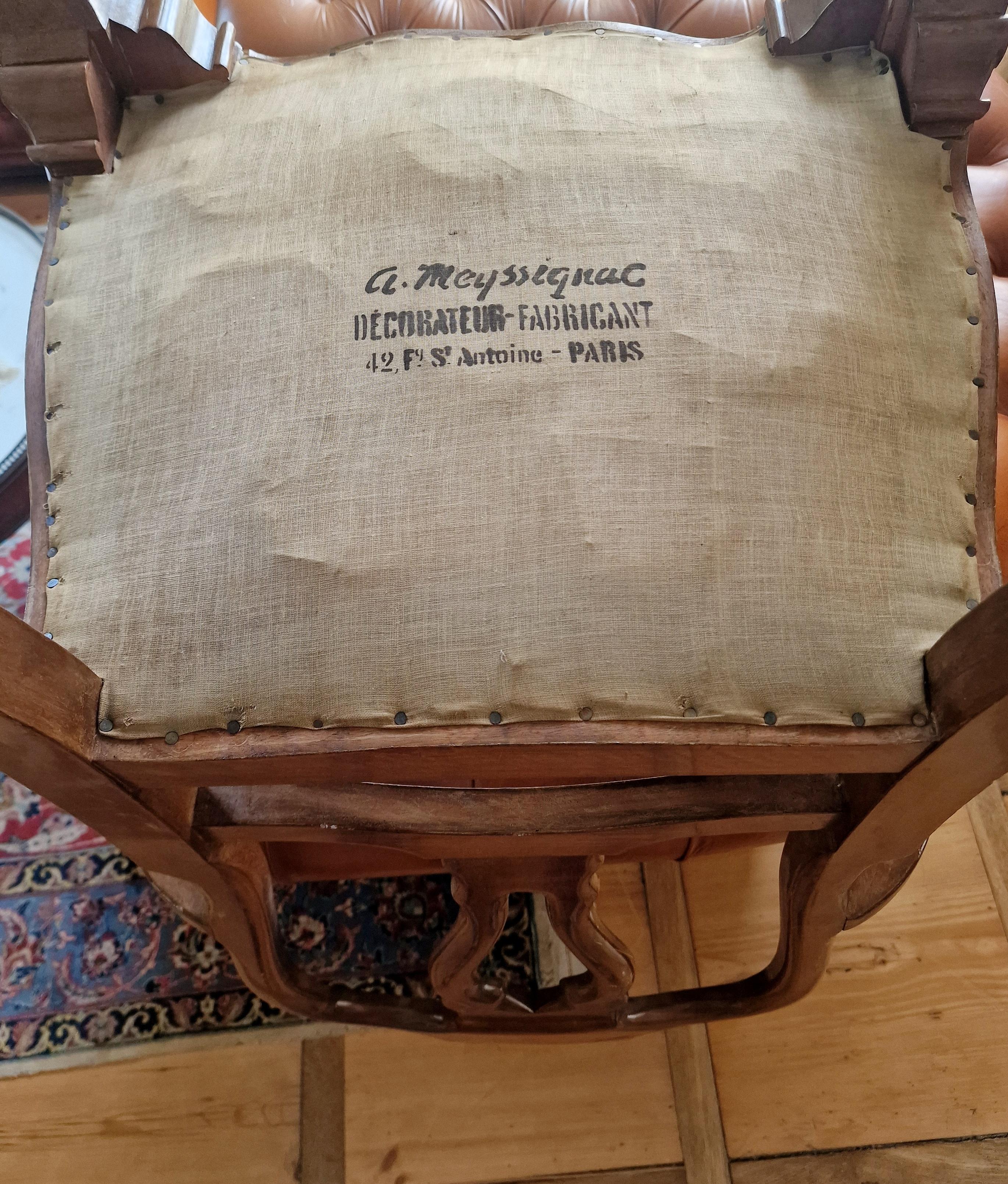 Antique set of 8 Chippendale chairs by A. Meyssignac, Paris For Sale 1