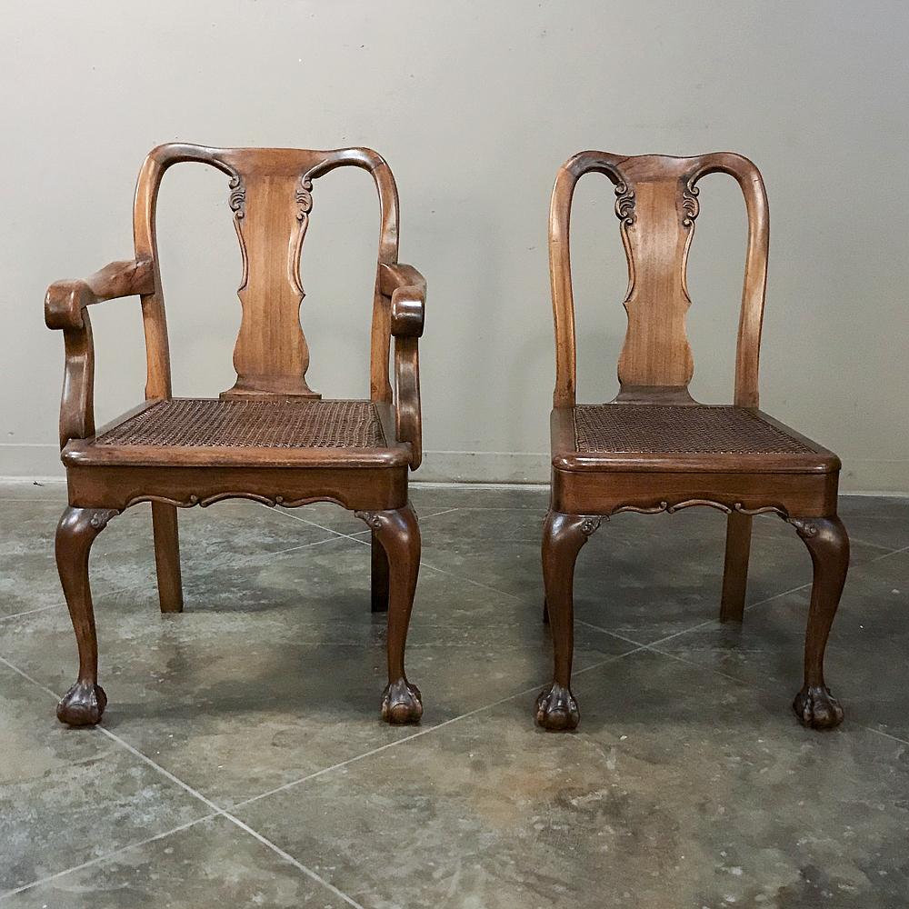 Hand-Carved Antique Set of 8 Chippendale Chairs includes 2 Armchairs For Sale