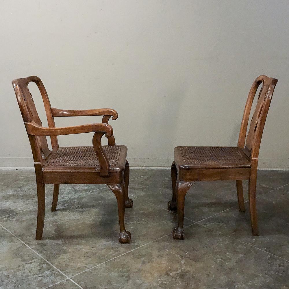 20th Century Antique Set of 8 Chippendale Chairs includes 2 Armchairs For Sale