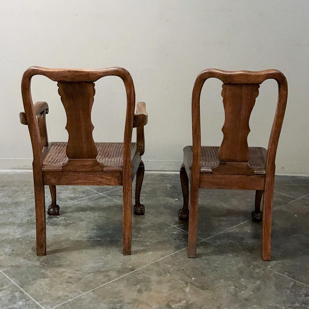 Cane Antique Set of 8 Chippendale Chairs includes 2 Armchairs For Sale