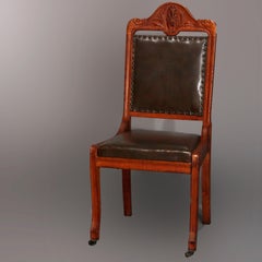 Antique Set of 8 Figural R.J. Horner Carved Oak Dining Chairs, C 1900