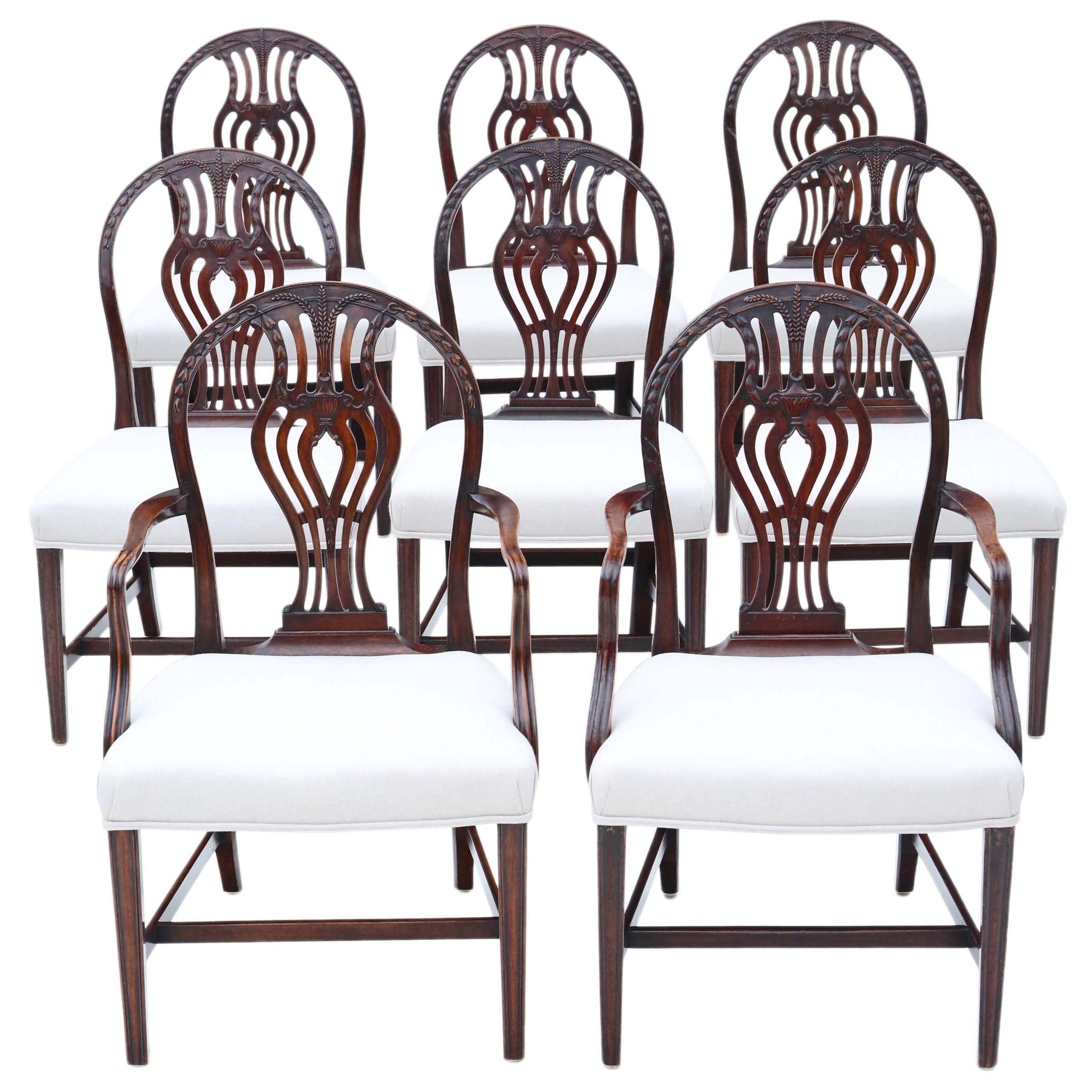 Antique Set of 8 Georgian Mahogany Dining Chairs 18th Century