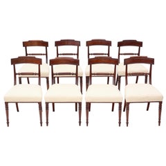 Antique Set of 8 Georgian Mahogany Dining Chairs, 19th Century