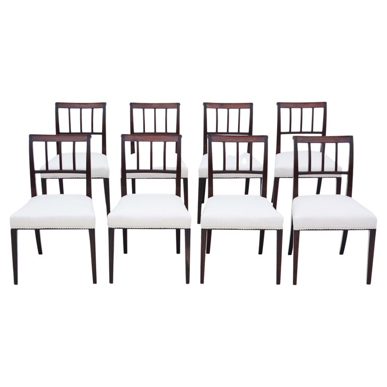 Antique Set of 8 Mahogany Dining Chairs For Sale at 1stDibs