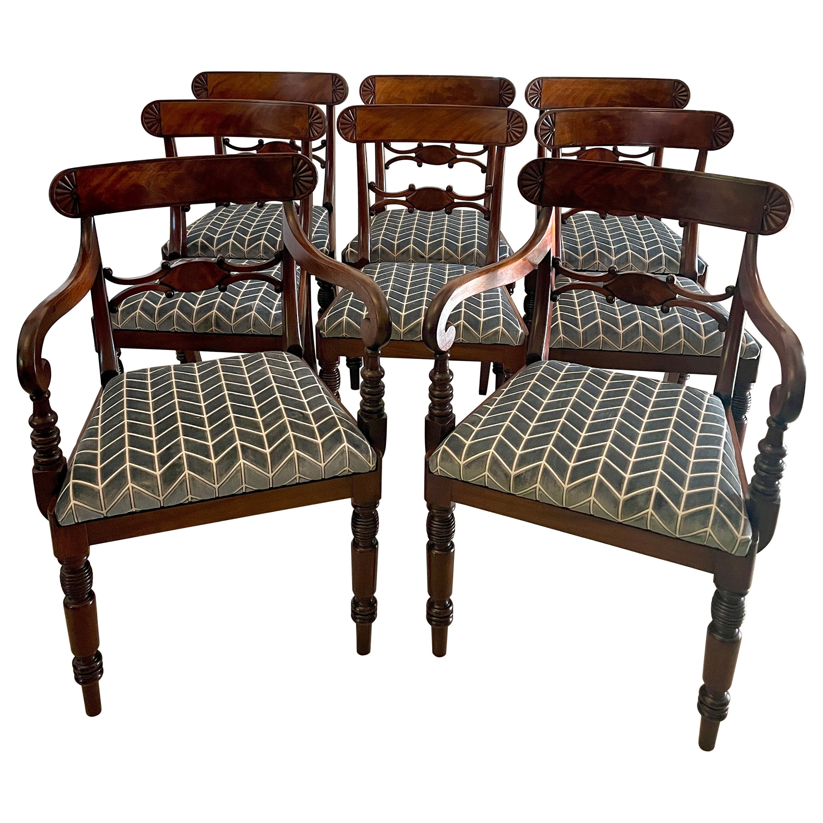 Antique Set of 8 Quality George III Mahogany Dining Chairs