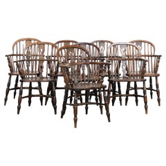 Antique set of 8 very beautiful English Windsor chairs / armchairs