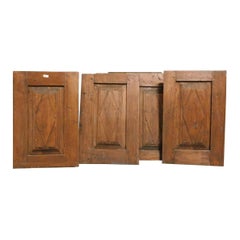 Antique Set of 8 Walnut Little Doors Carved with Lozenges, Italy, '700