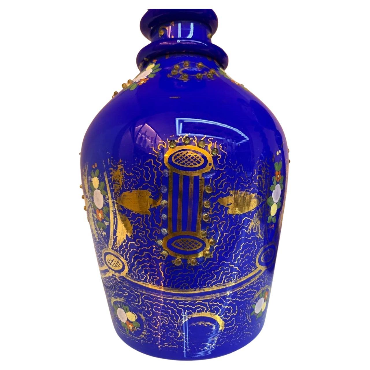 XIXe siècle Ensemble ancien de verres opalin émaillés bleus fabriqués pour le marché islamique, 19ème siècle en vente