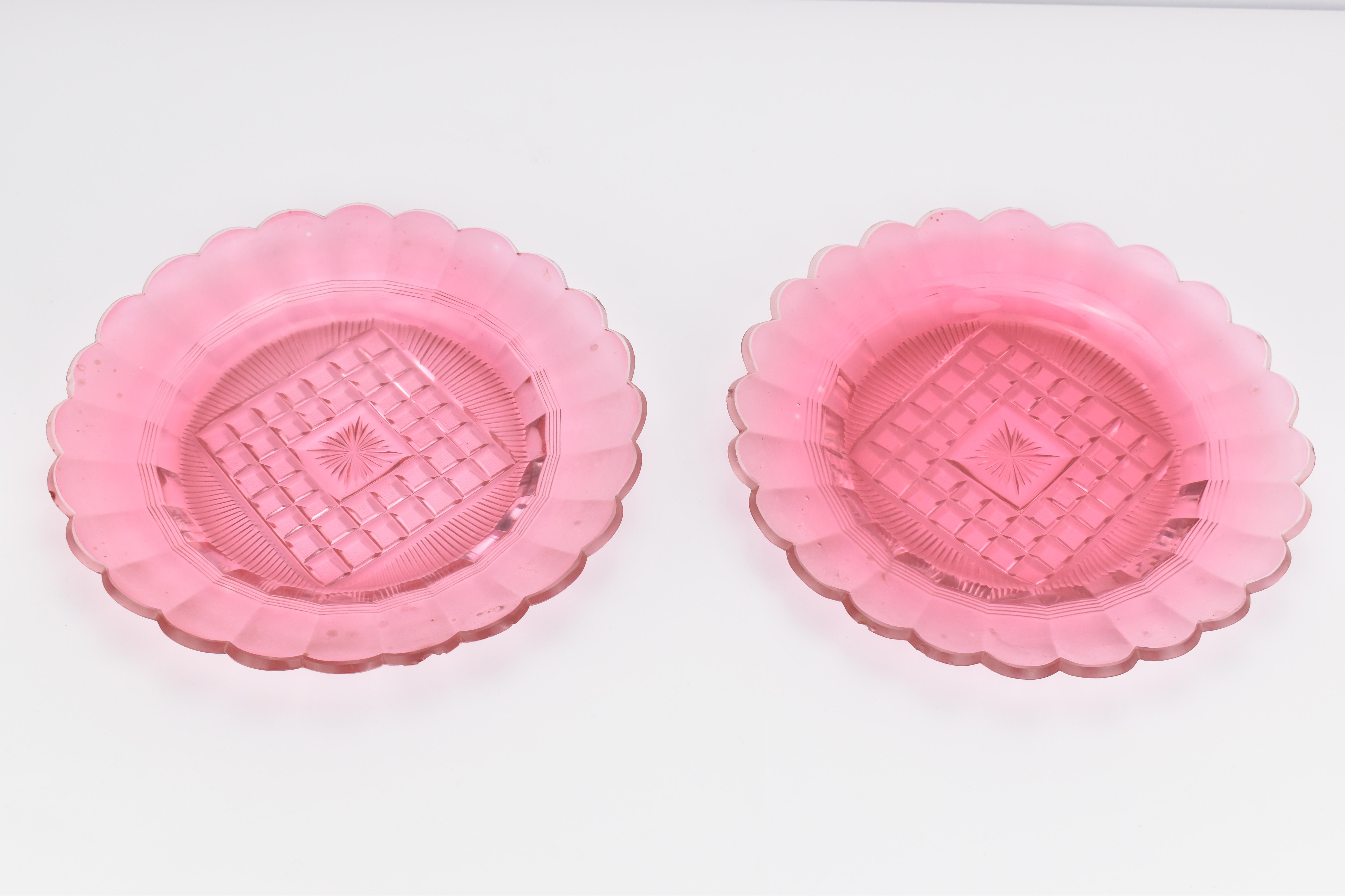 Ensemble ancien de BOHEMIAN GILT CRANBERRY GLASS CENTERPIECES BOWLS, 19ème siècle en vente 4
