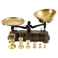 Antique Set Of Brass And Iron Kitchen Scales