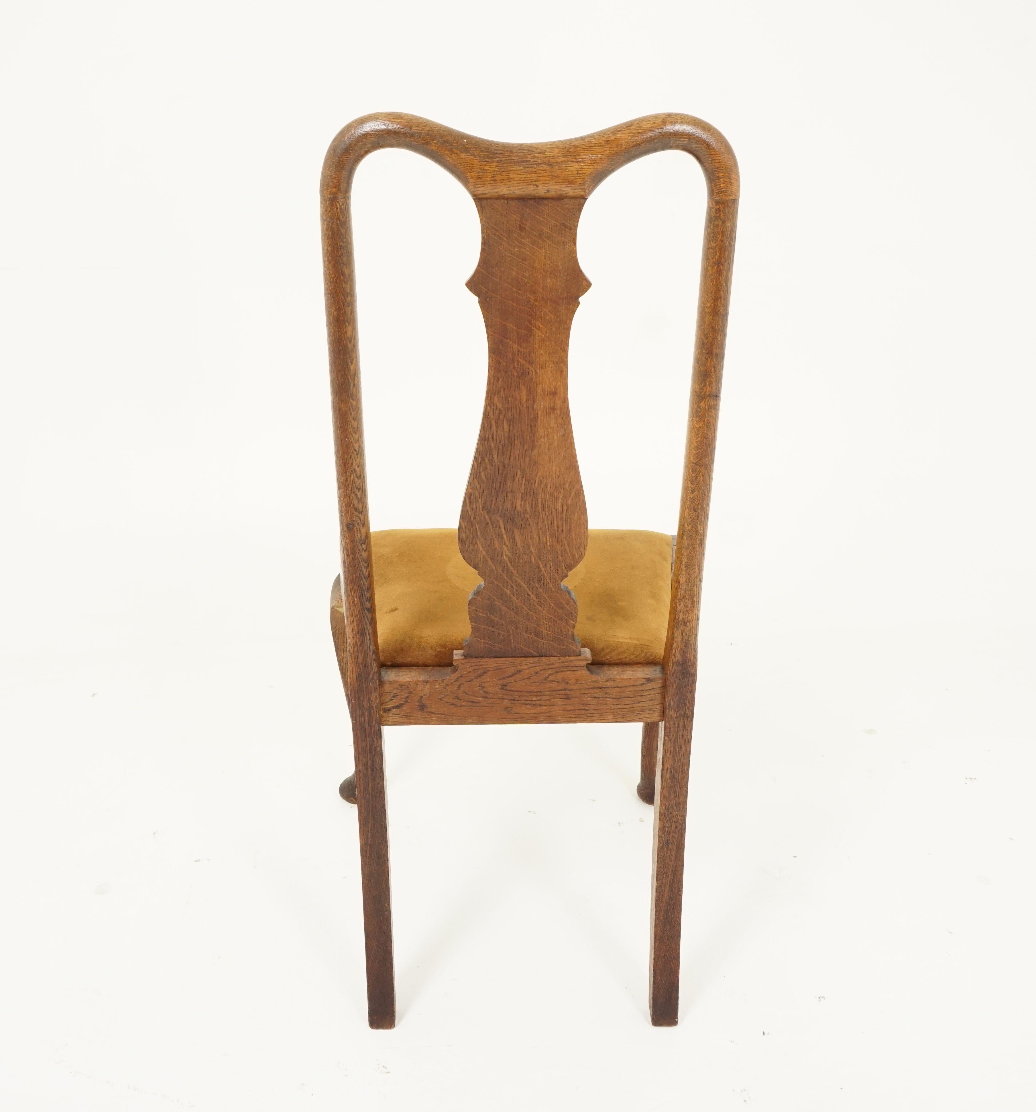 Antique Set of Chairs, Queen Anne Style, Oak, 8 Chairs, Scotland 1910, B2327 2