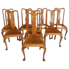 Antique Set of Chairs, Queen Anne Style, Oak, 8 Chairs, Scotland 1910, B2327