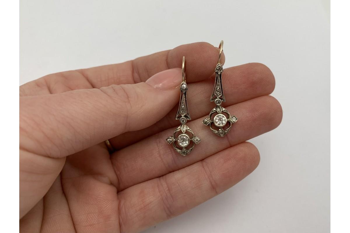 Antique set of earrings and pendant with diamonds, Austria, circa 1900. For Sale 5