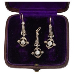 Antique set of earrings and pendant with diamonds, Austria, circa 1900.