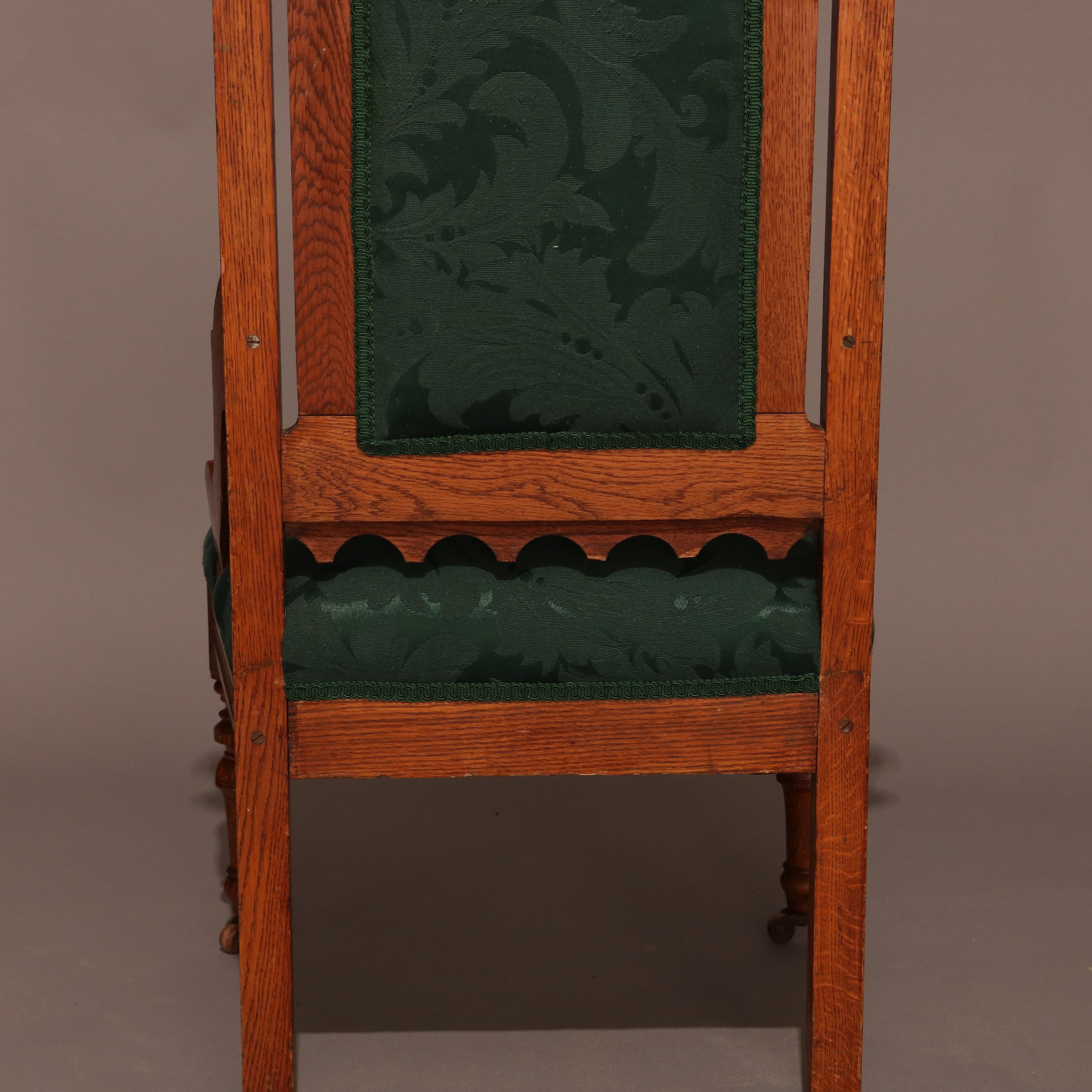 Antique Set of Eastlake Carved Oak Masonic Ceremonial Throne Chairs, circa 1910 1