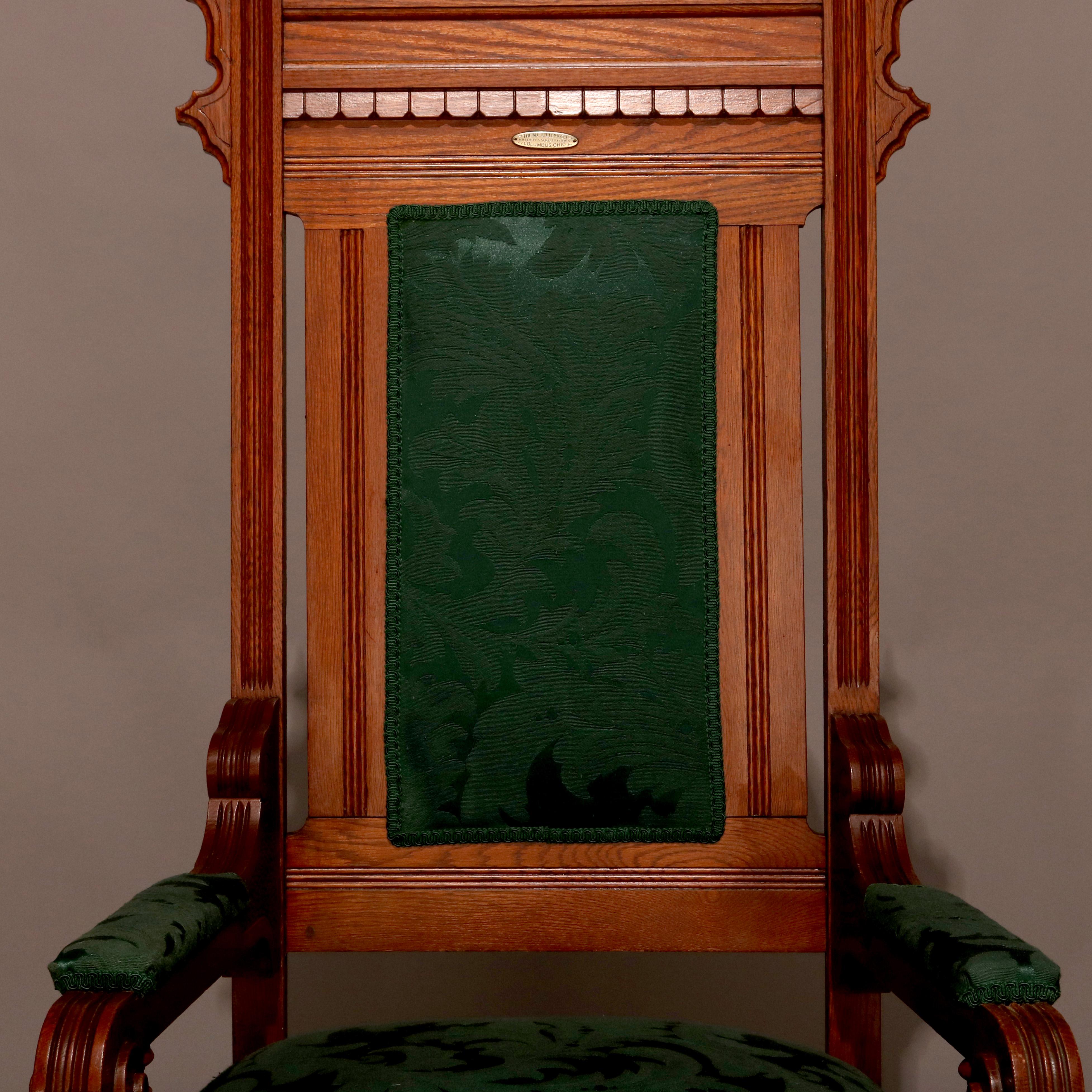 Antique Set of Eastlake Carved Oak Masonic Ceremonial Throne Chairs, circa 1910 7