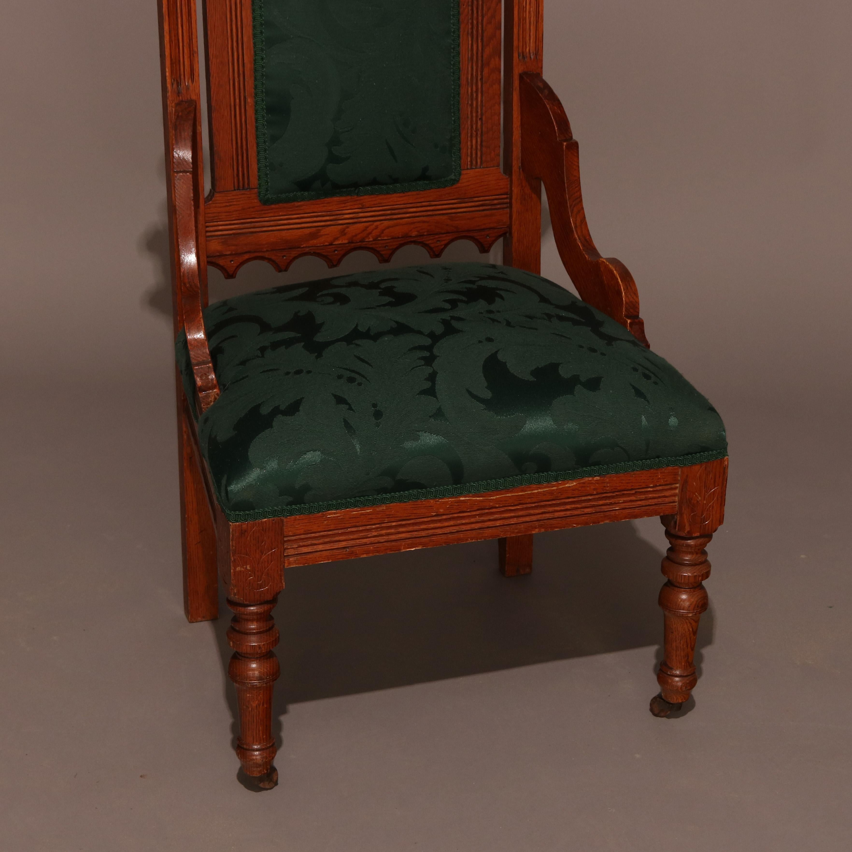 American Antique Set of Eastlake Carved Oak Masonic Ceremonial Throne Chairs, circa 1910