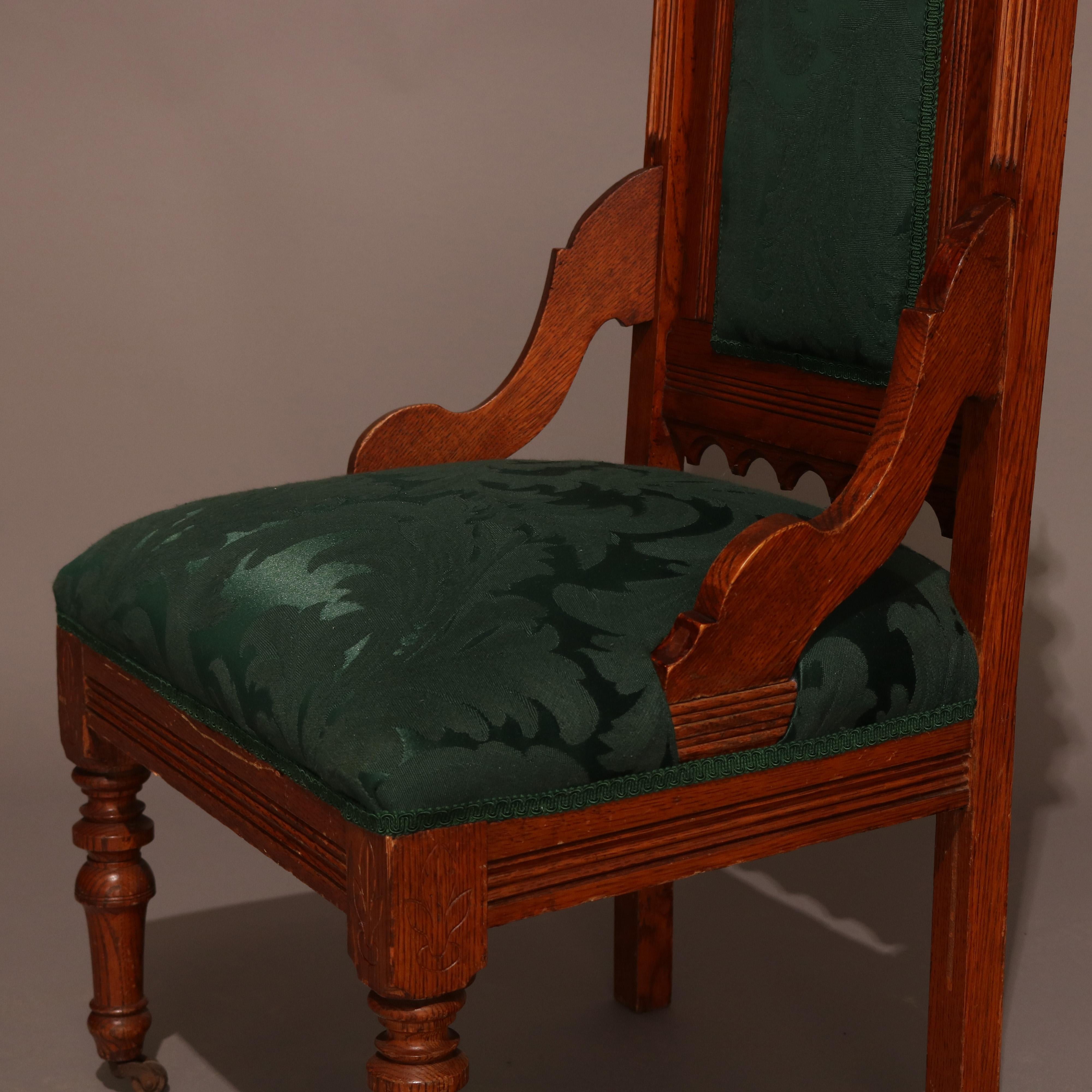 Antique Set of Eastlake Carved Oak Masonic Ceremonial Throne Chairs, circa 1910 In Good Condition In Big Flats, NY
