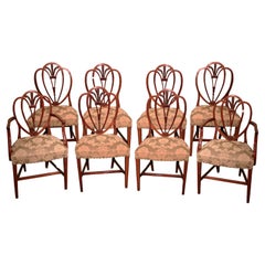 Antique set of eight (6+2) Hepplewhite period mahogany dining chairs