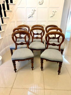 Antique Set of Eight Quality Mahogany Balloon Back Dining Chairs
