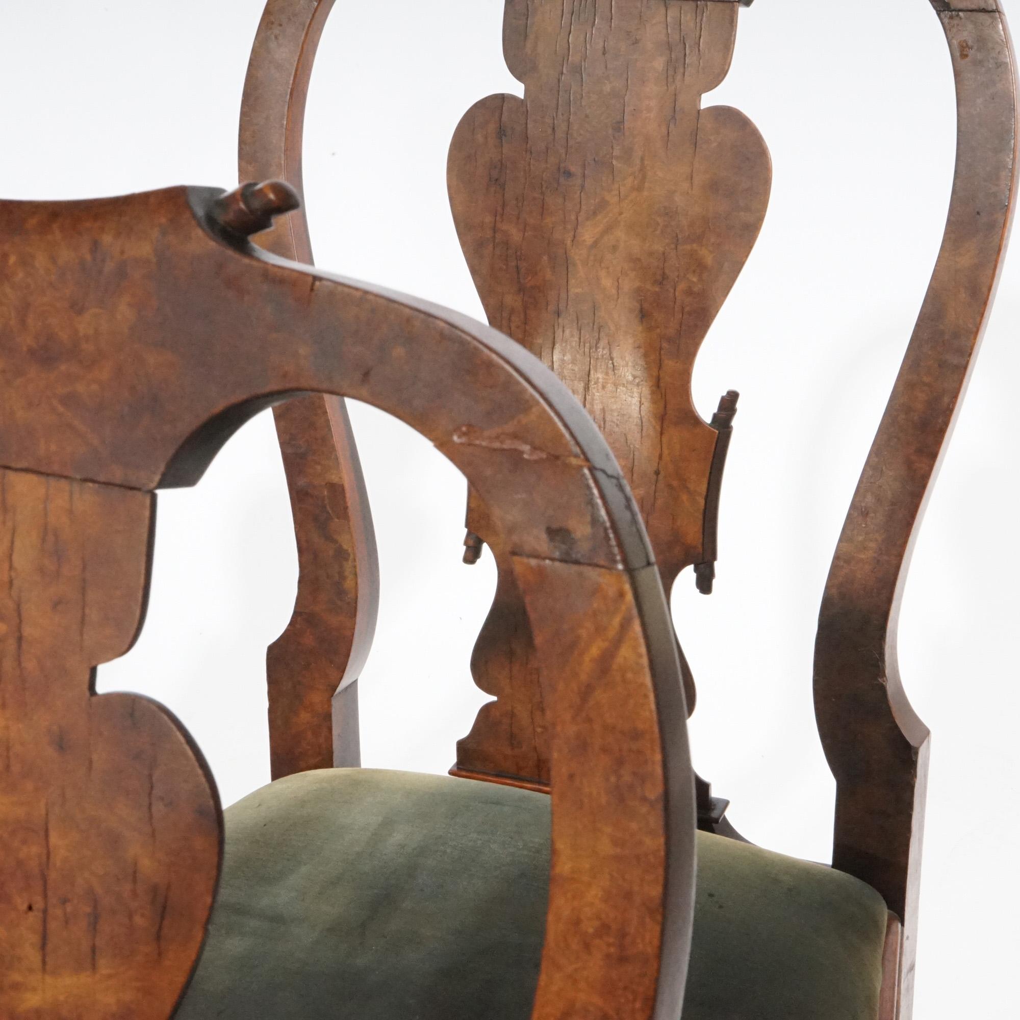 Antique Set of Eight Queen Anne Walnut Dining Chairs circa 1920 7