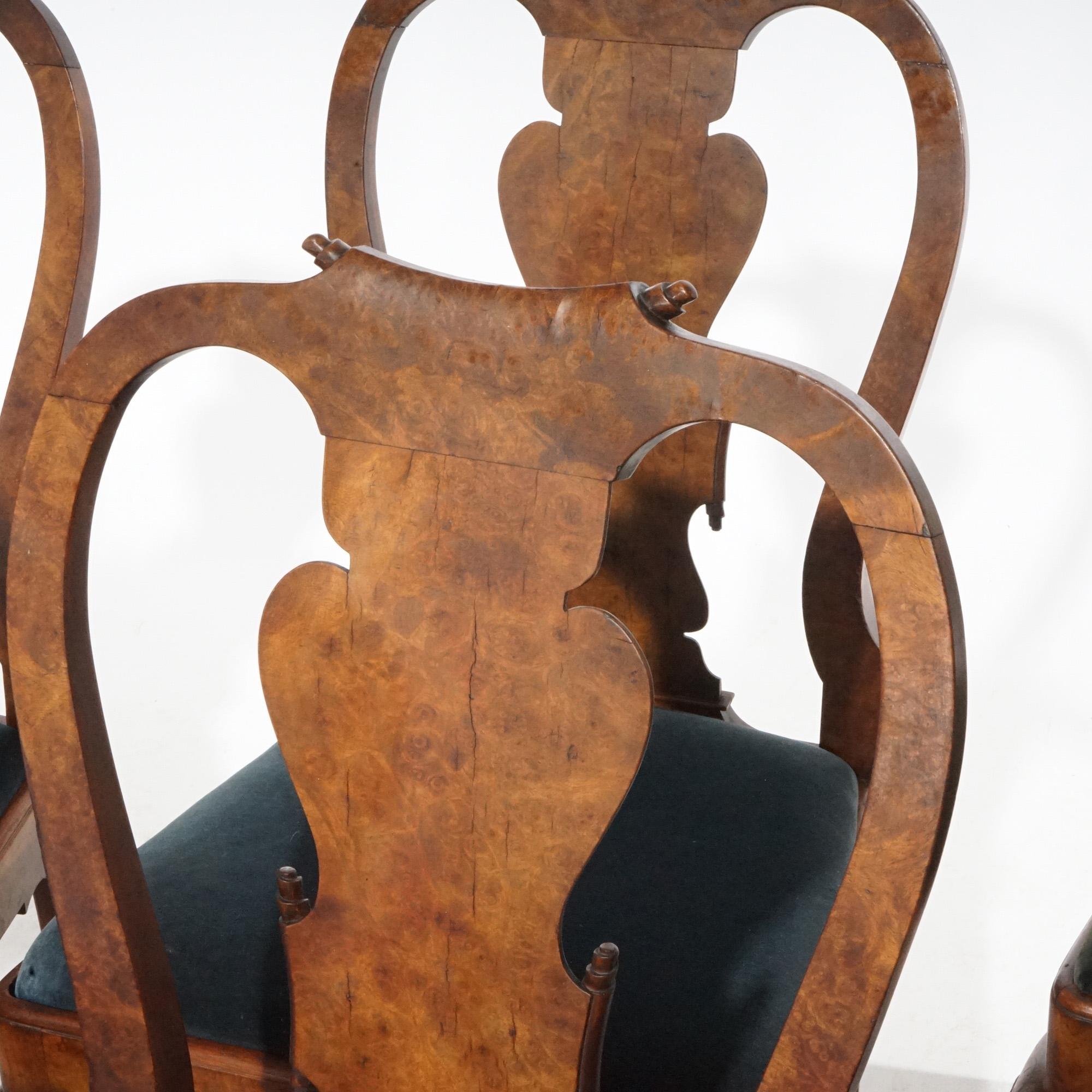 Antique Set of Eight Queen Anne Walnut Dining Chairs circa 1920 9