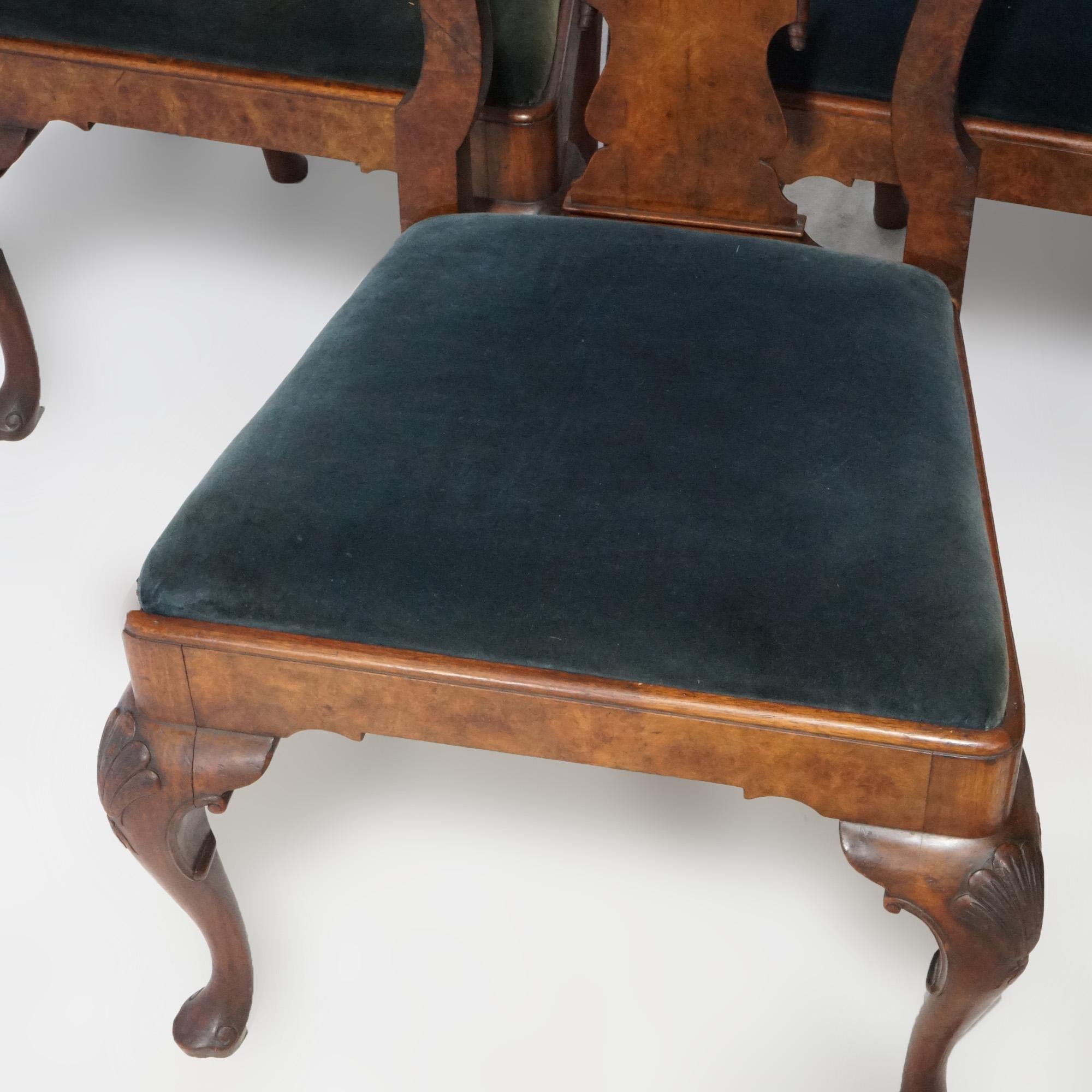 Antique Set of Eight Queen Anne Walnut Dining Chairs circa 1920 11
