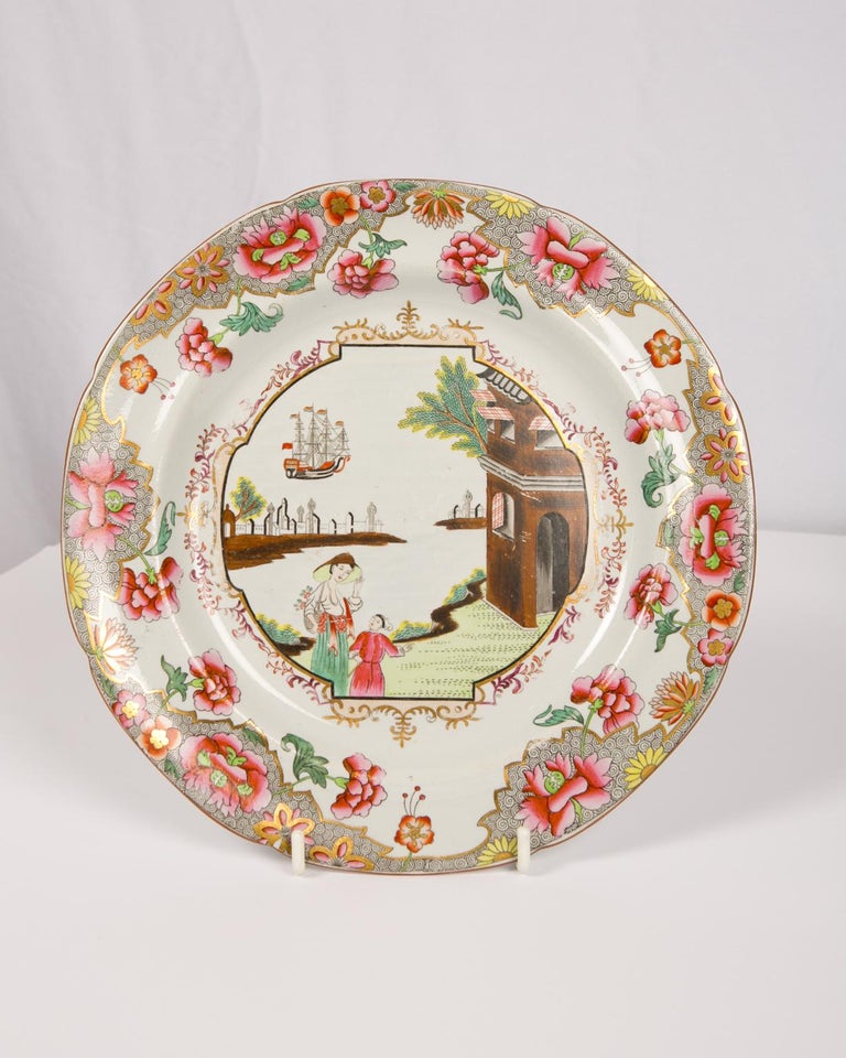 Antique Set of Eight Shaped Dishes in the Spode Mandarin Pattern For