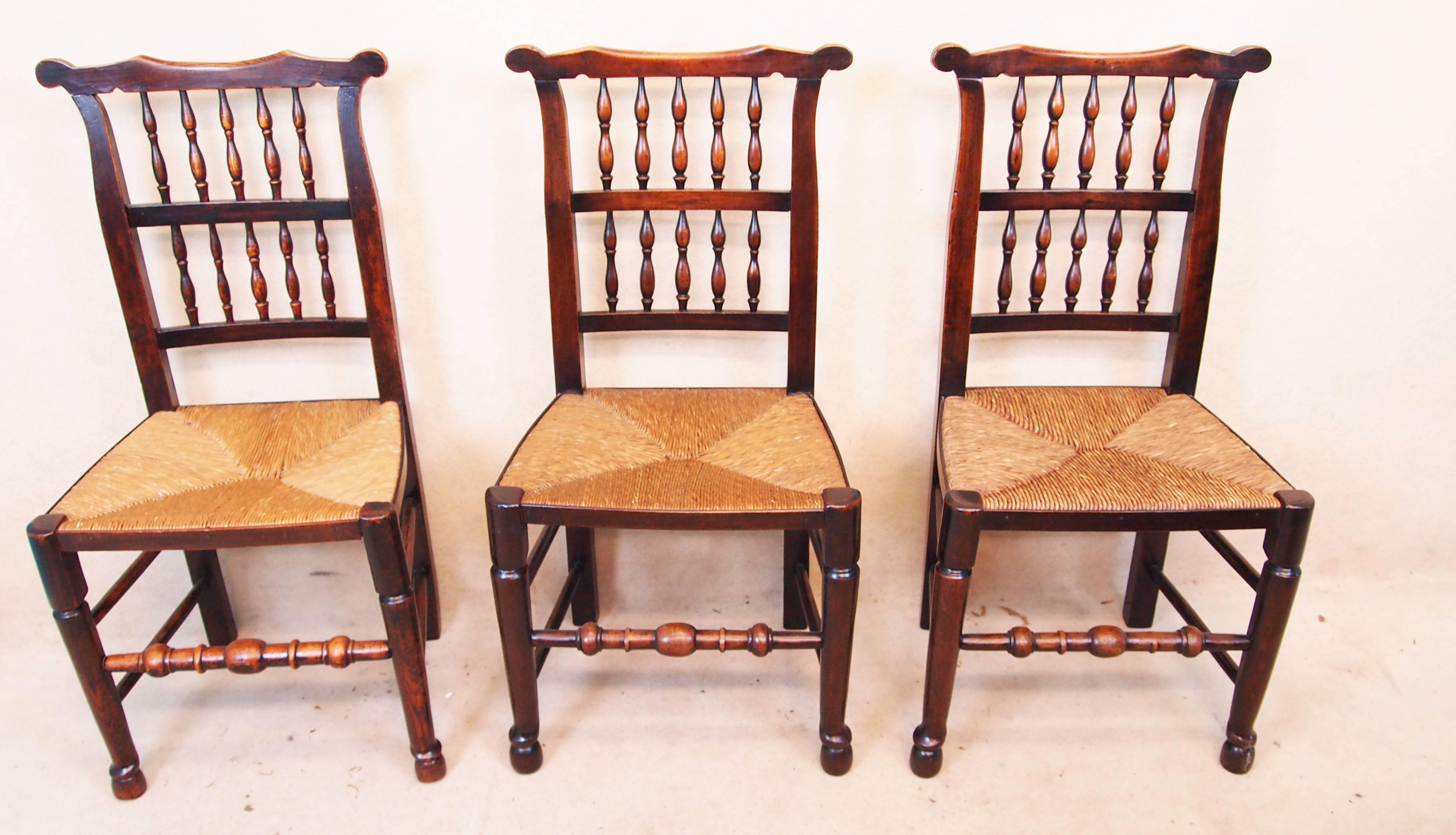 Georgian Antique Set of Eight Spindle Back Dining Chairs