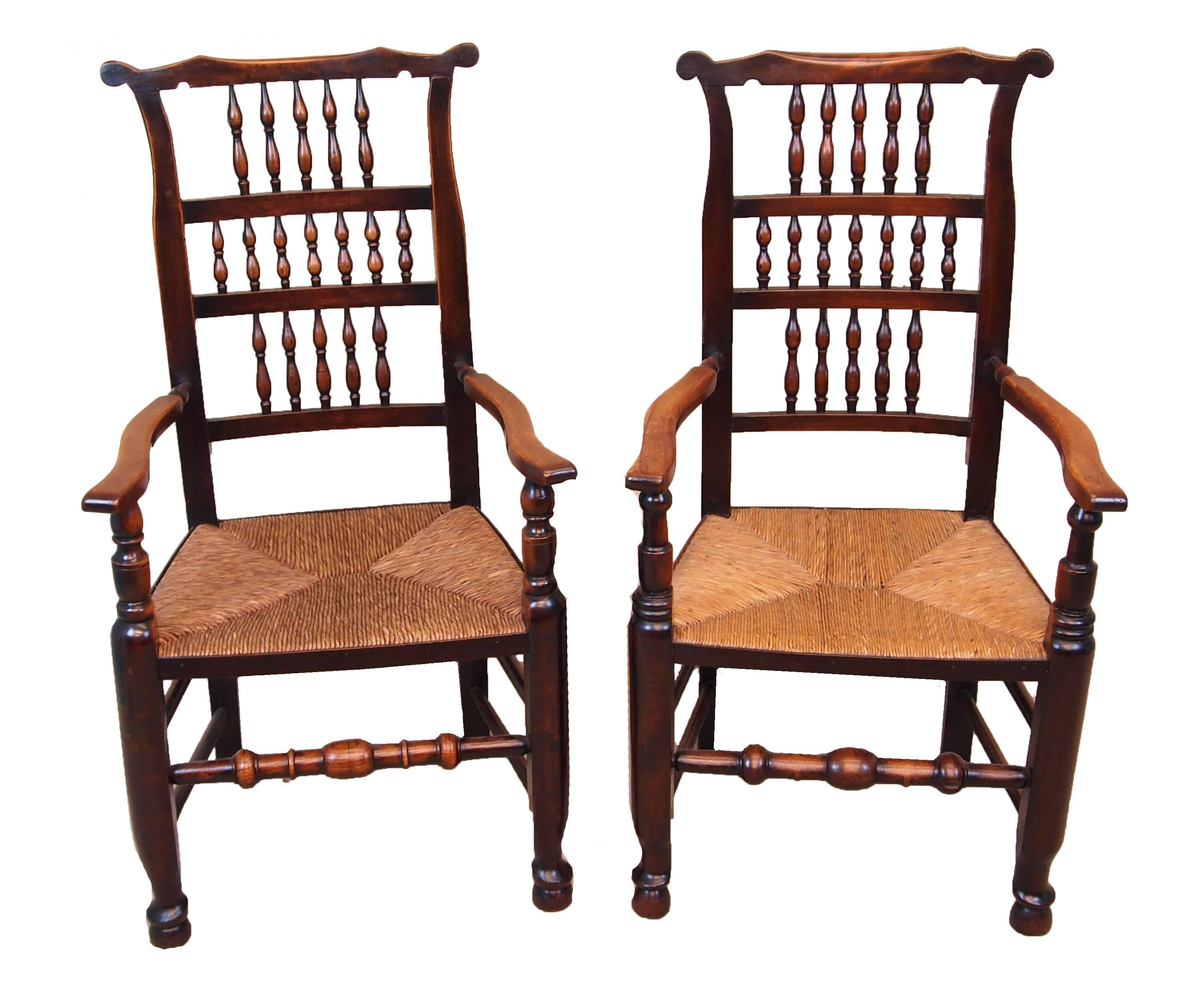 English Antique Set of Eight Spindle Back Dining Chairs