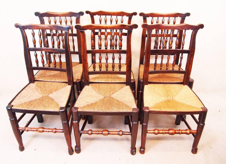 Antique Set of Eight Spindle Back Dining Chairs at 1stDibs