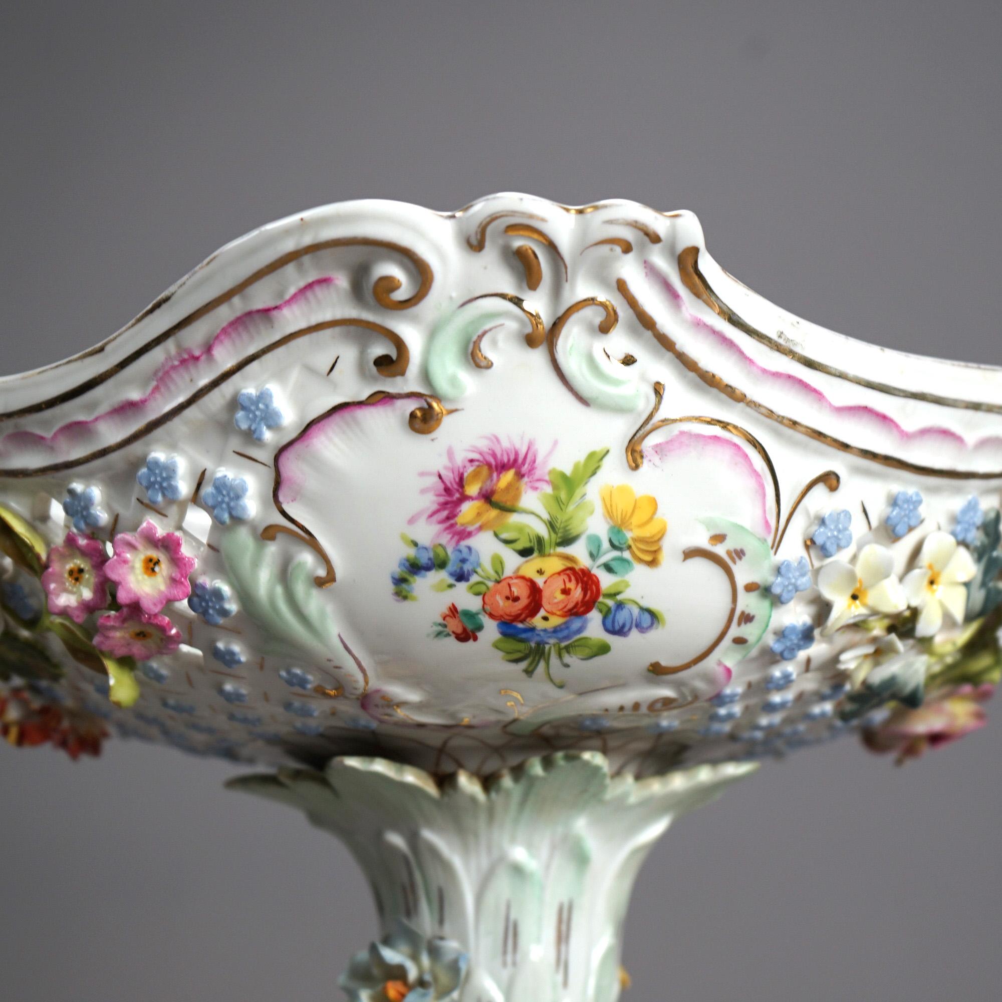 Antique Set of Figural Dresden Porcelain, Compote & Pair Candelabra, c1890 7