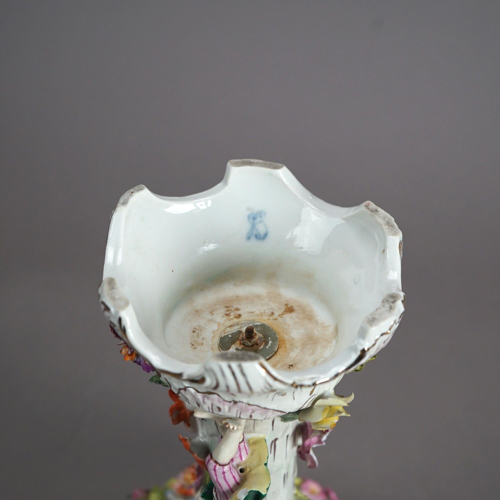 Antique Set of Figural Dresden Porcelain, Compote & Pair Candelabra, c1890 10