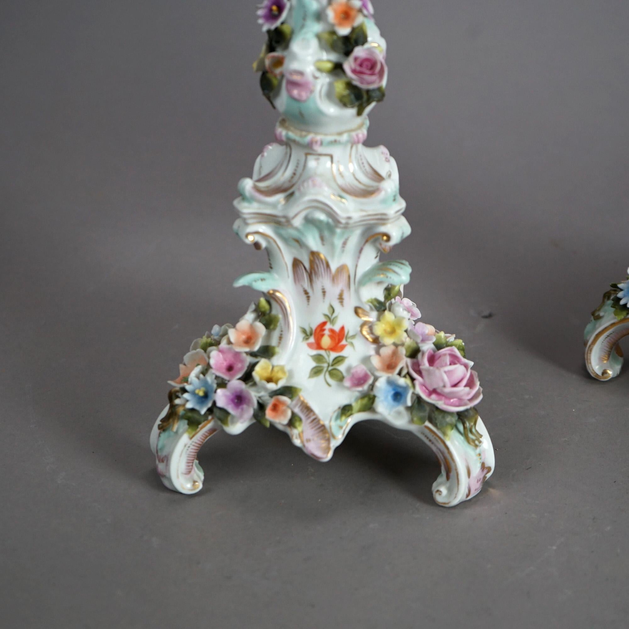 Antique Set of Figural Dresden Porcelain, Compote & Pair Candelabra, c1890 12