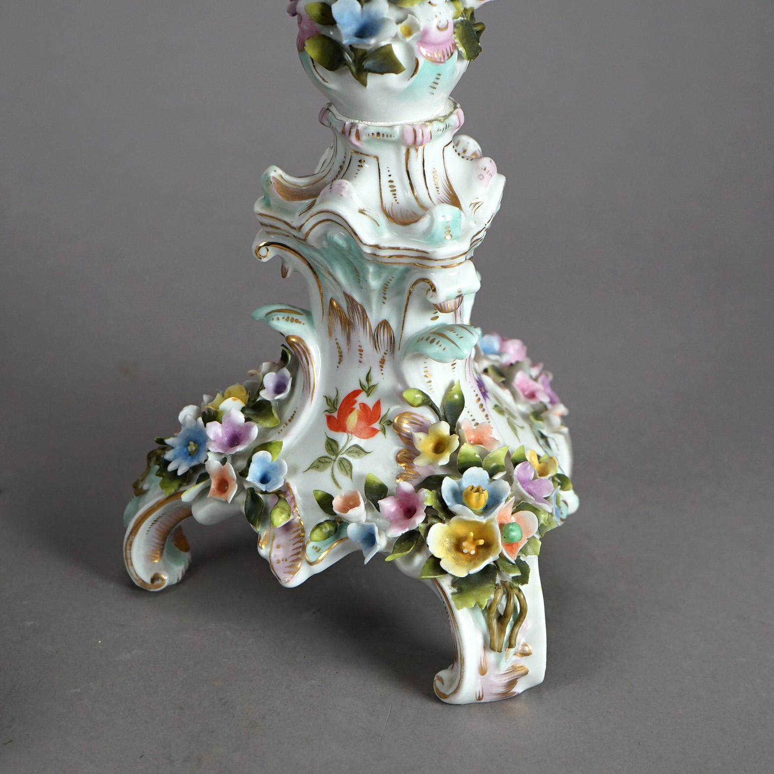 Antique Set of Figural Dresden Porcelain, Compote & Pair Candelabra, c1890 13