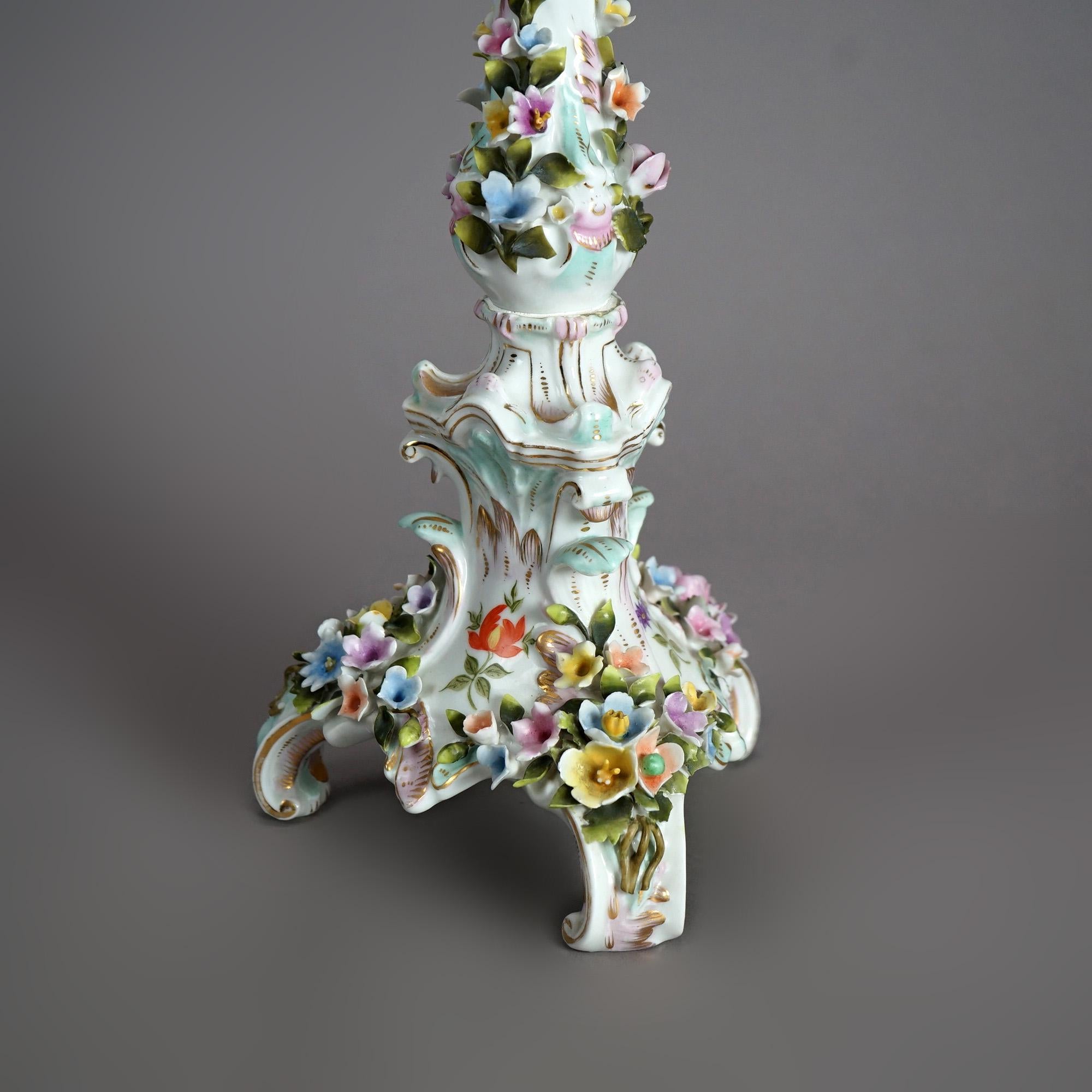 Antique Set of Figural Dresden Porcelain, Compote & Pair Candelabra, c1890 14