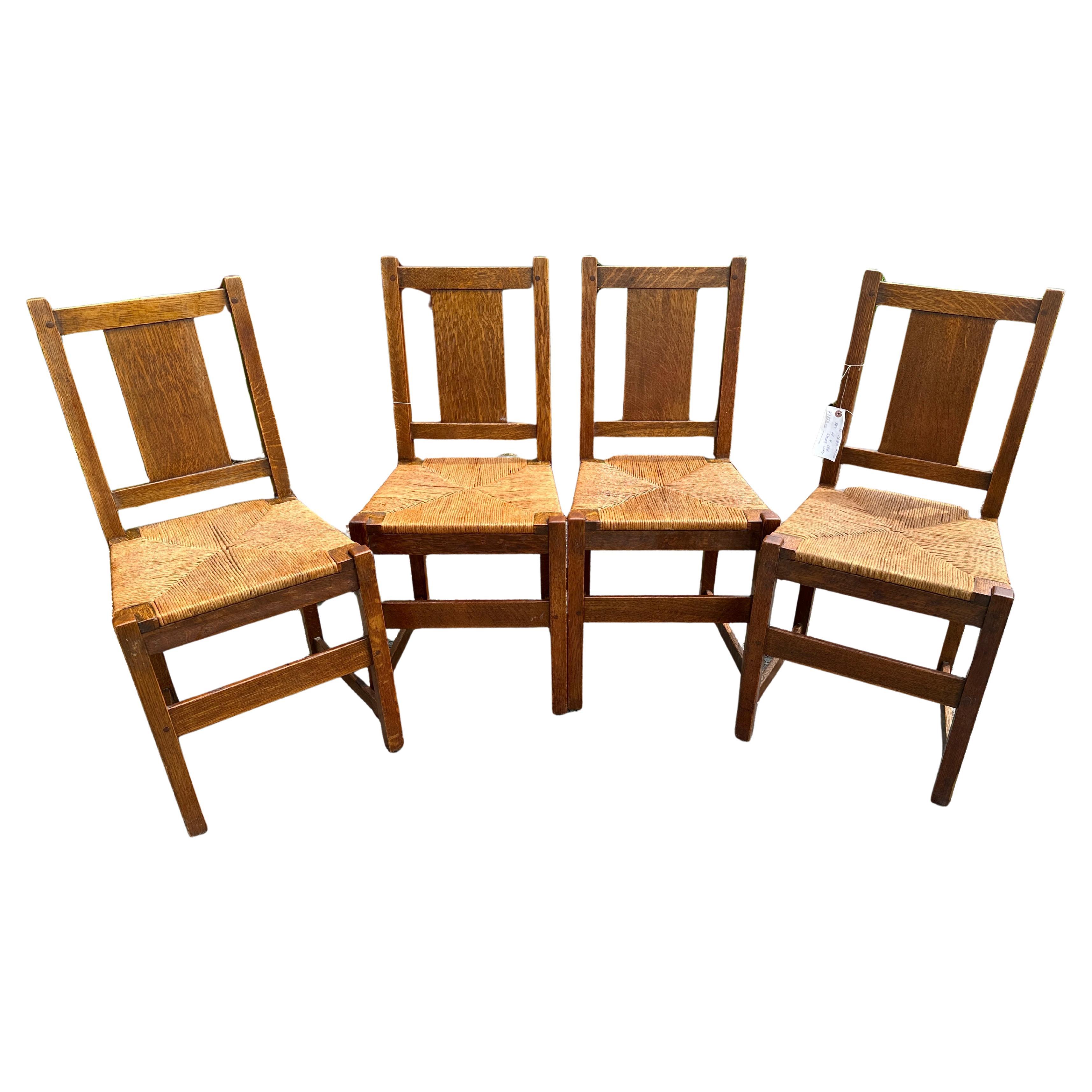 Antique Set of Four (4) L&JG Stickley Dining Chairs - W7390