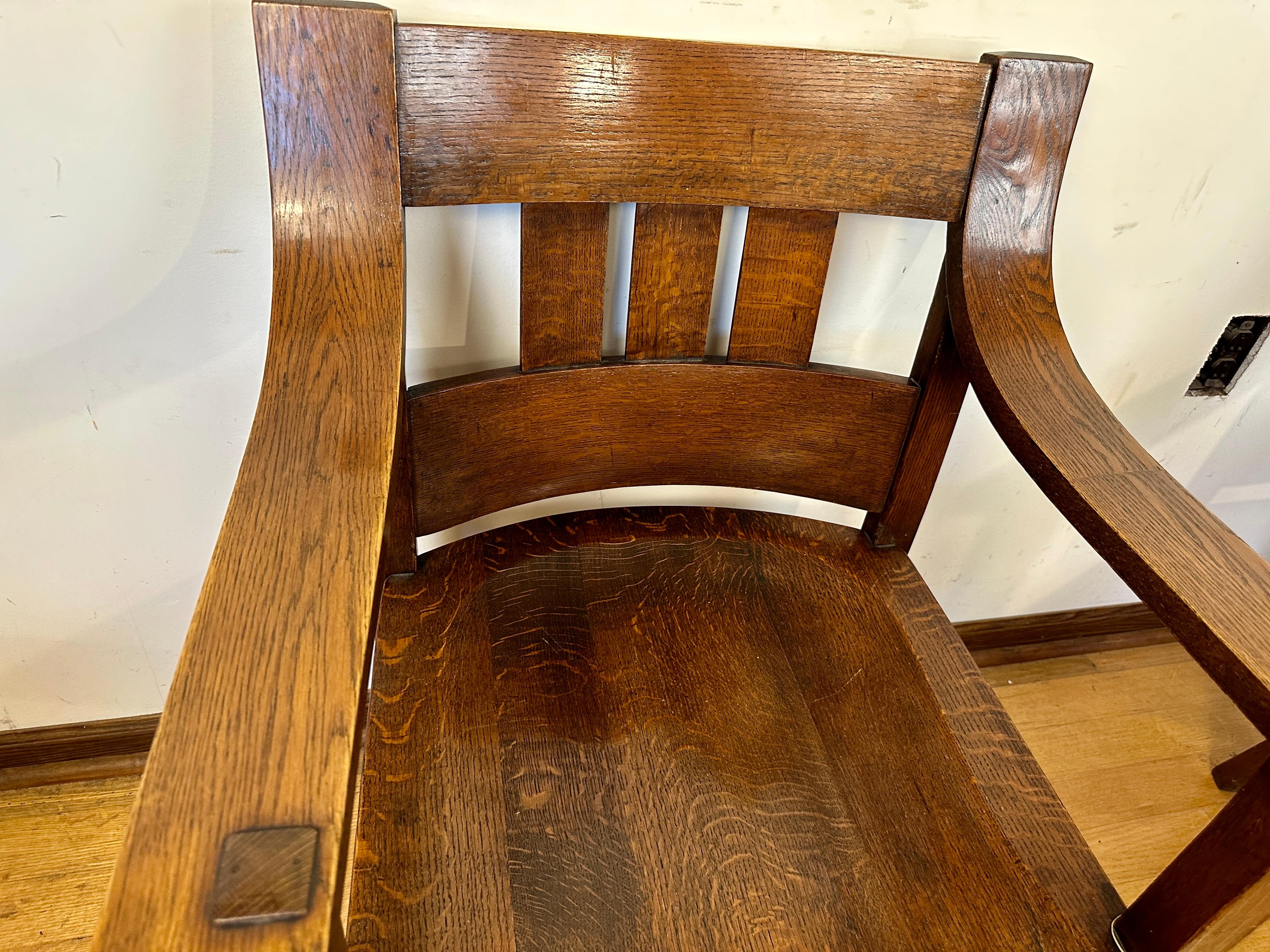ANTIQUE set Four PERIOD A. Chairs by PHOENIX David  Kendal - Stickley era  W7365 For Sale 8